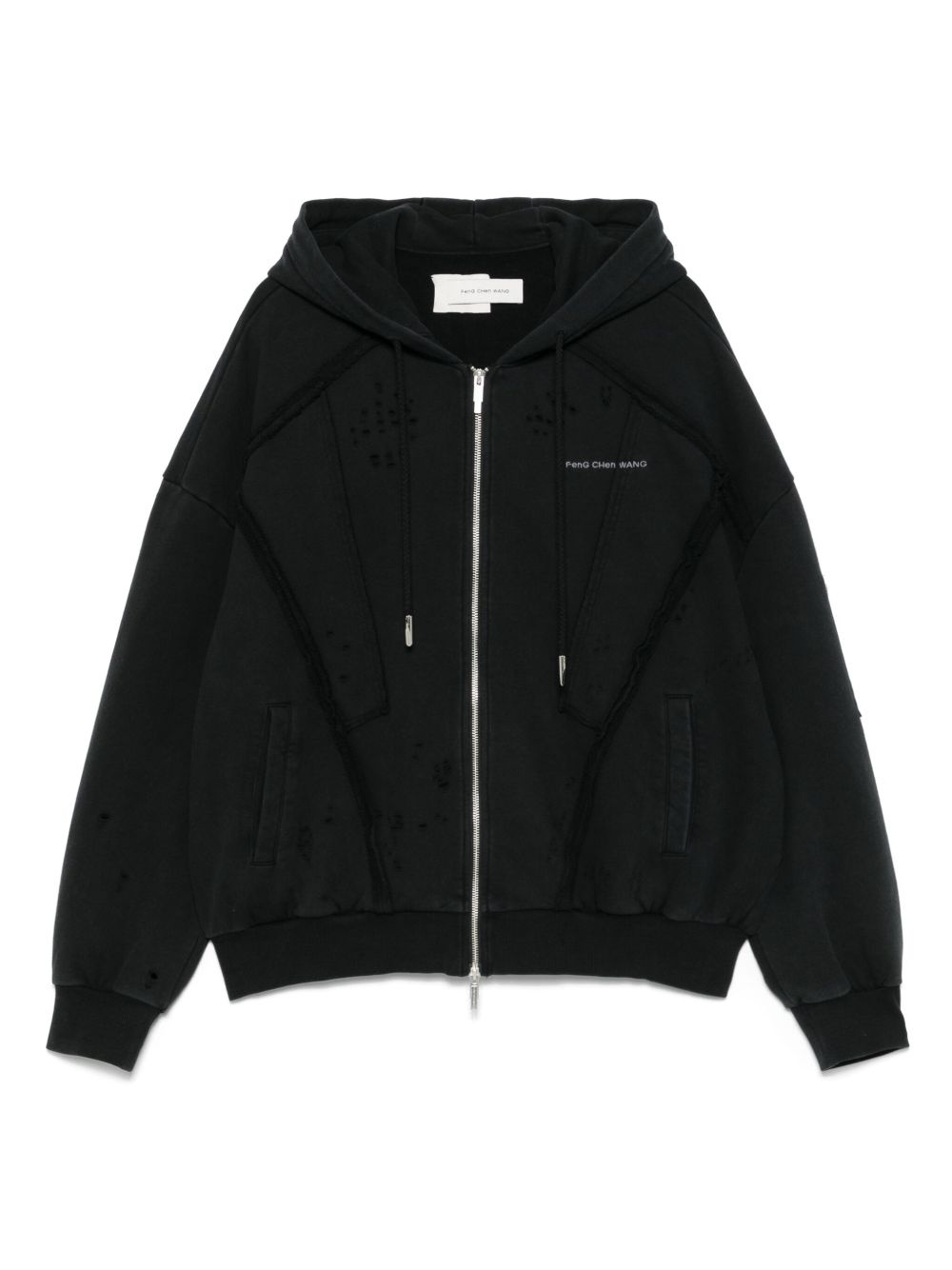 distressed zip-up hoodie - 1
