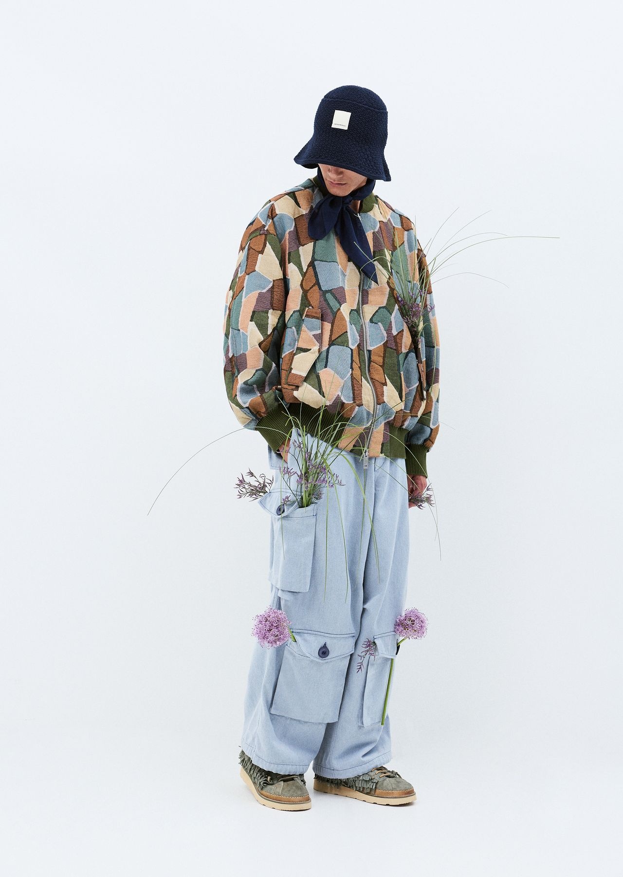Emporio Armani Sustainability Values Capsule Collection organic jacquard Gobelin fabric bomber jacke - 6