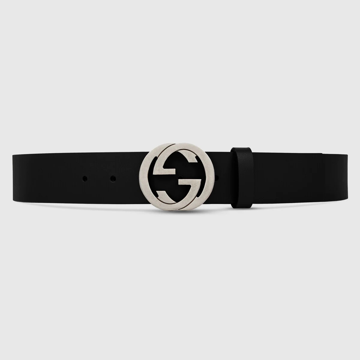 Leather belt with interlocking G - 1