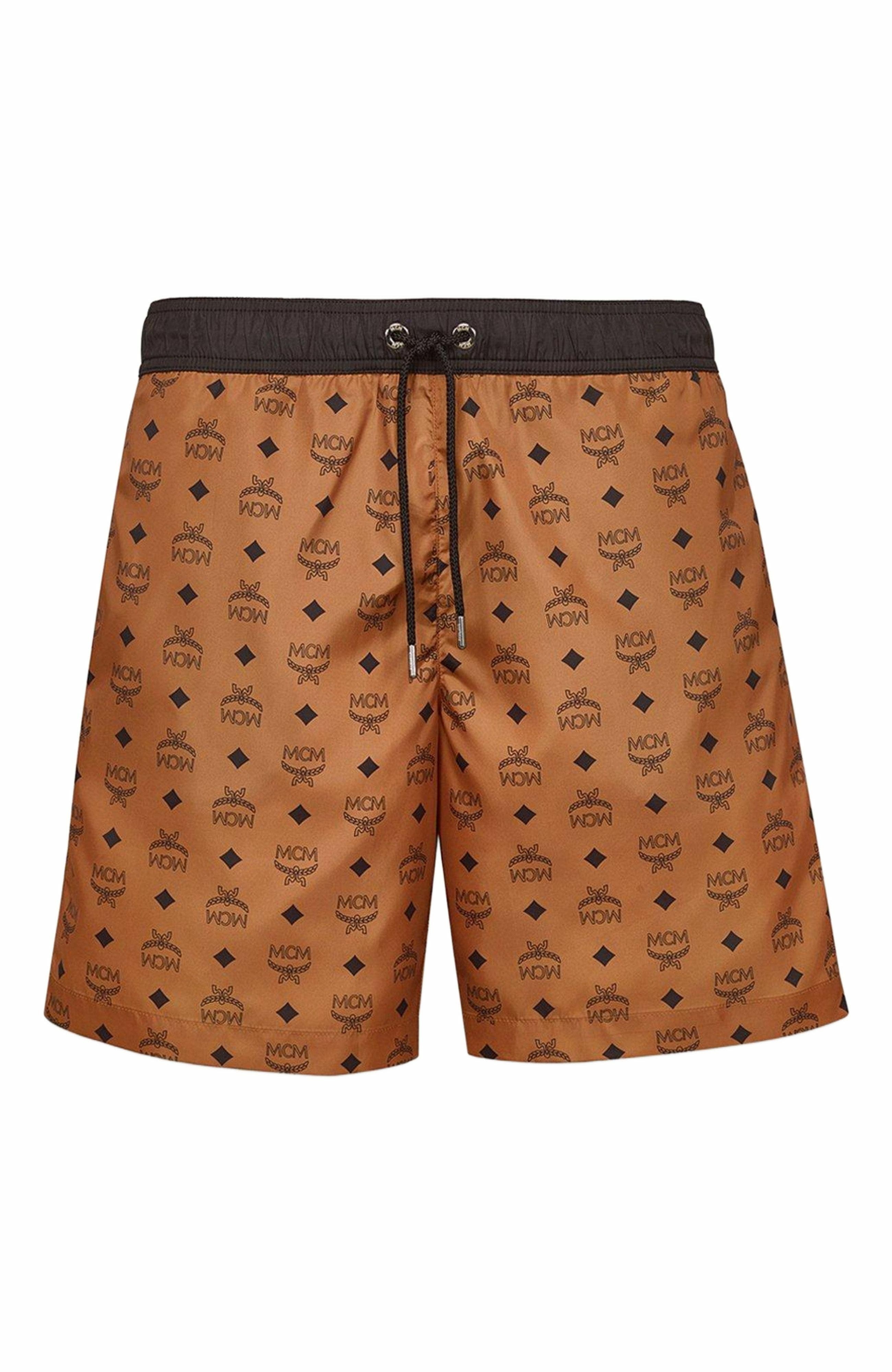 MCM Monogram Print Swim Trunks in Cognac at Nordstrom - 6