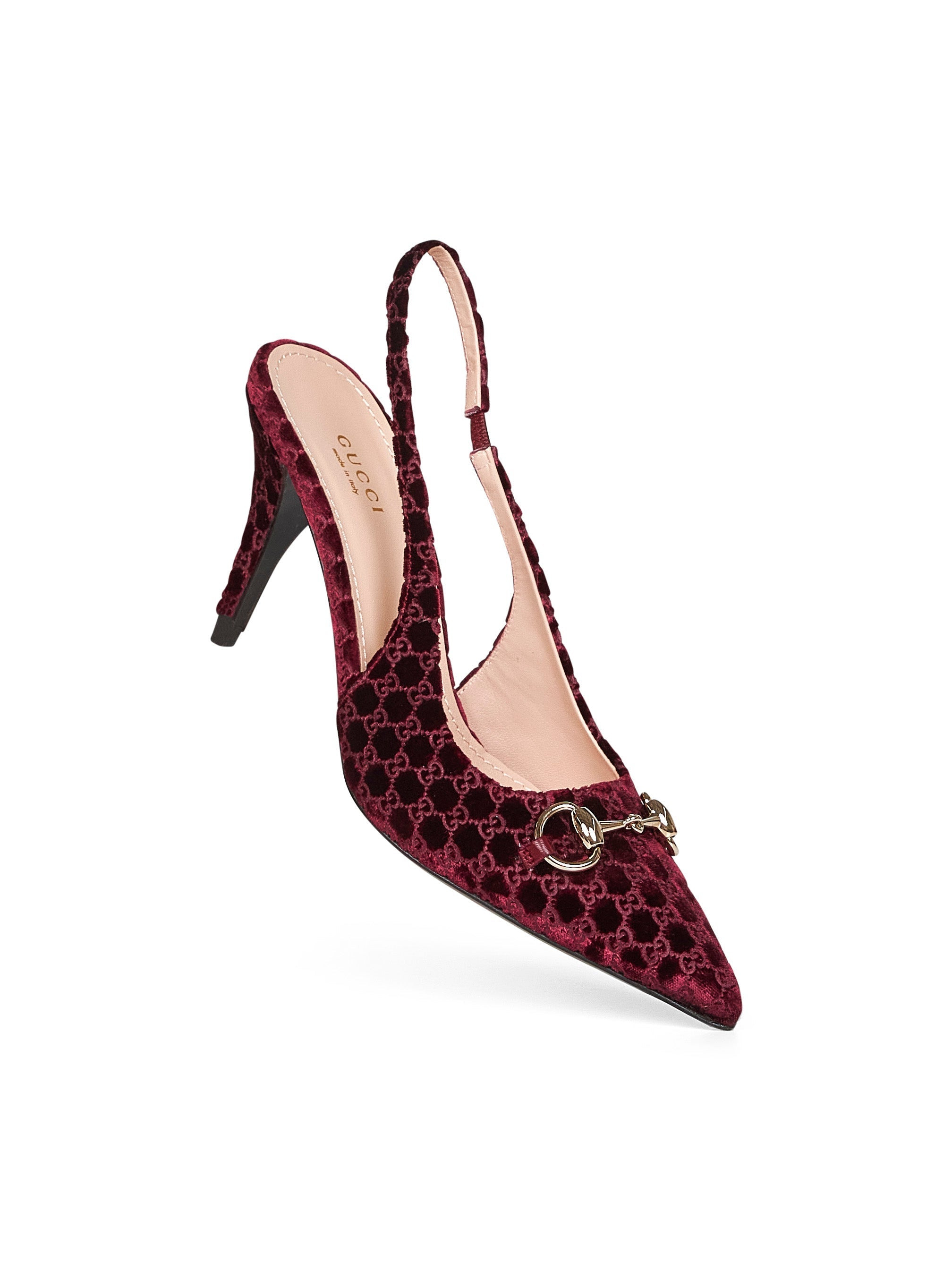 Gucci Women Burgundy Slingback Pumps With Horsebit - 4