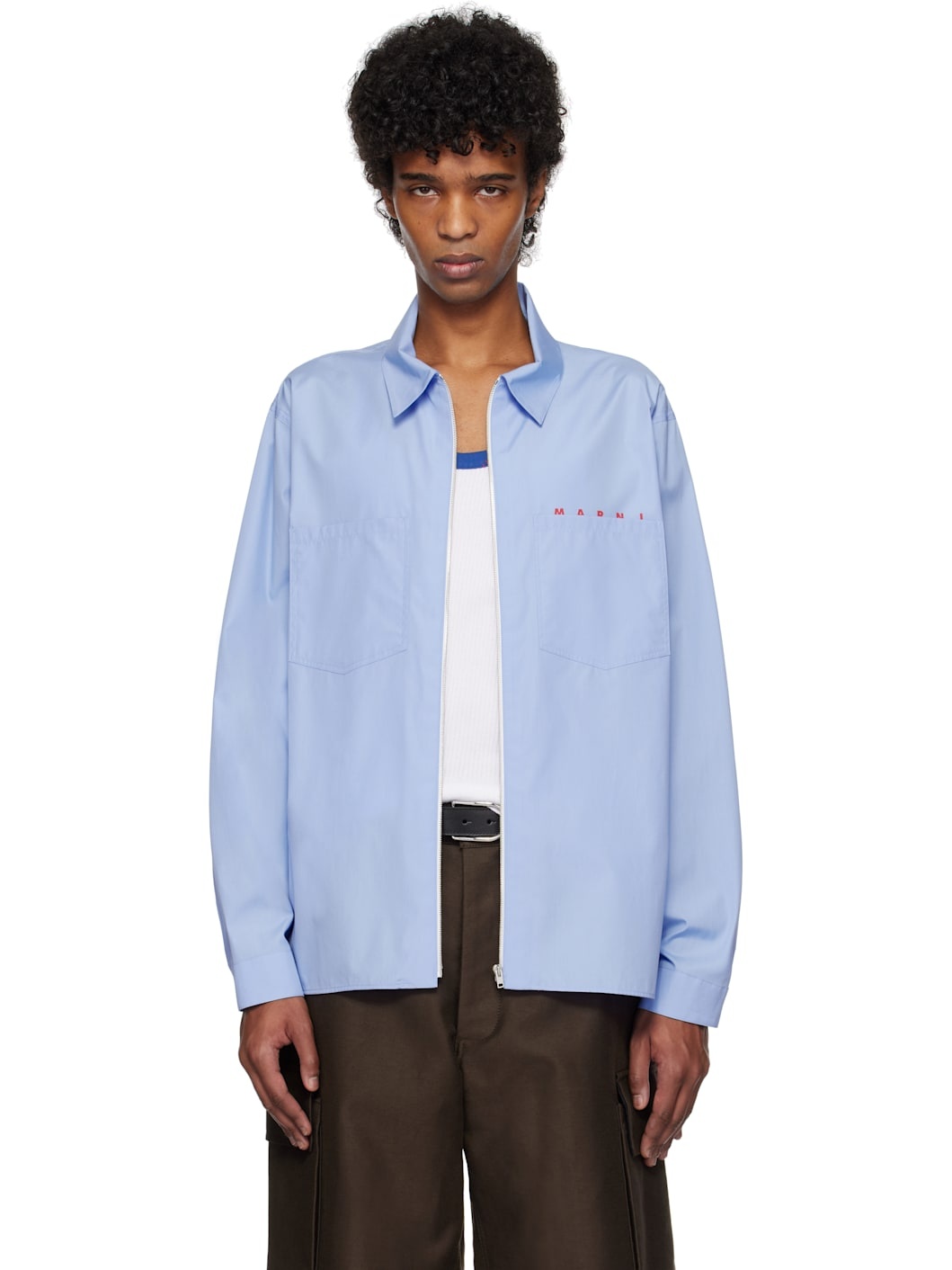 Marni Blue Zip Hidden Logo Shirt | REVERSIBLE