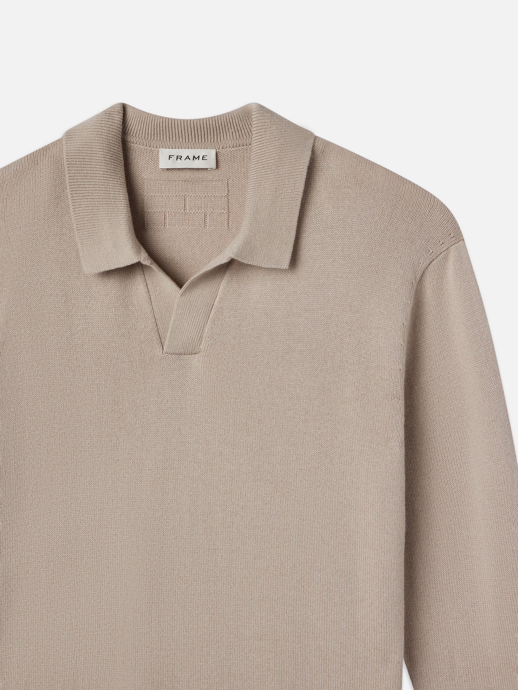 Silk Blend Polo Sweater in Grey Beige - 3