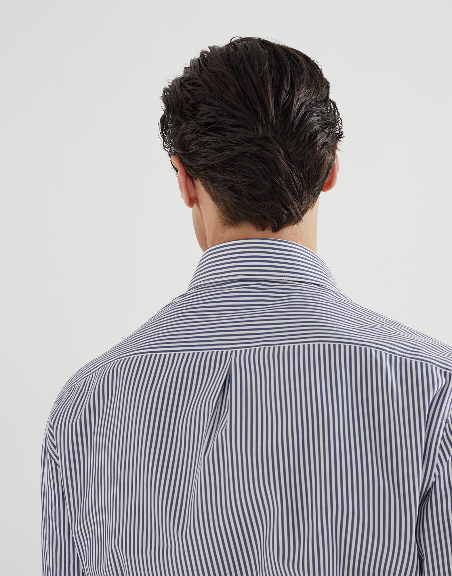 Striped poplin slim fit shirt with spread collar - 3