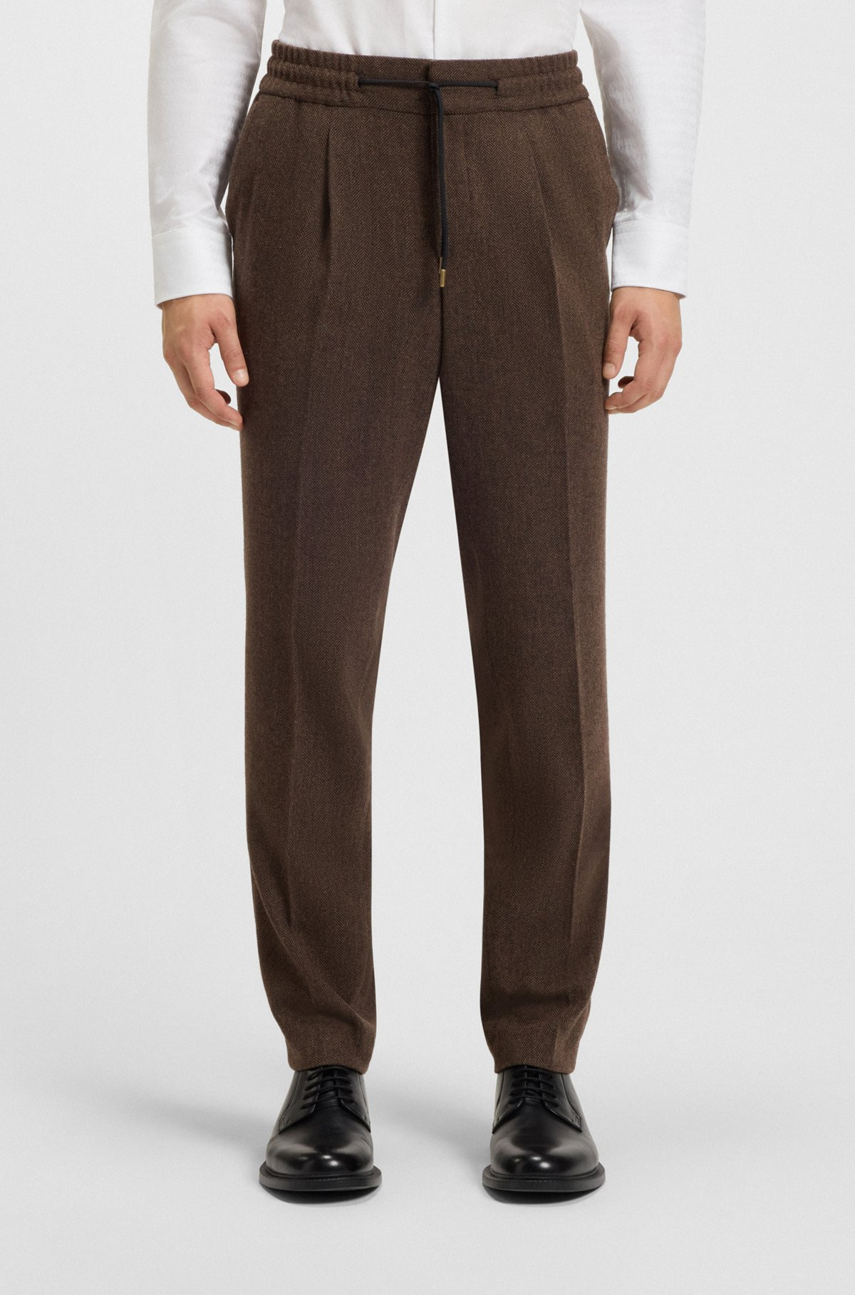 SLIM-FIT TROUSERS IN HERRINGBONE CLOTH - 2