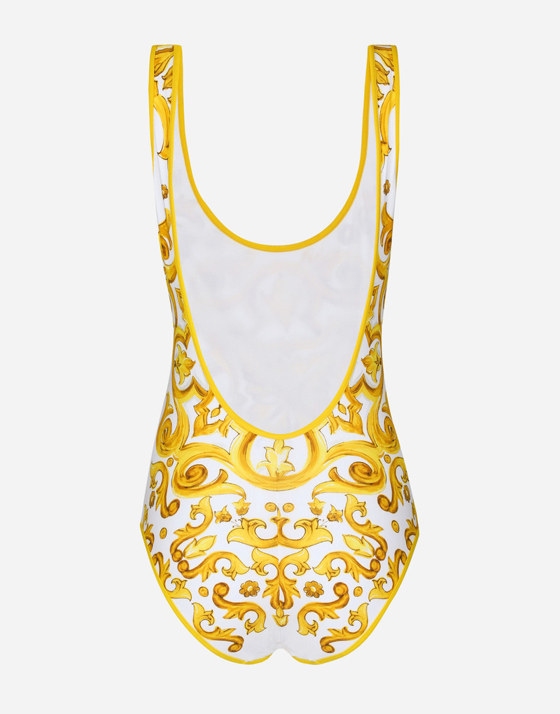 Majolica-print racing swimsuit 3