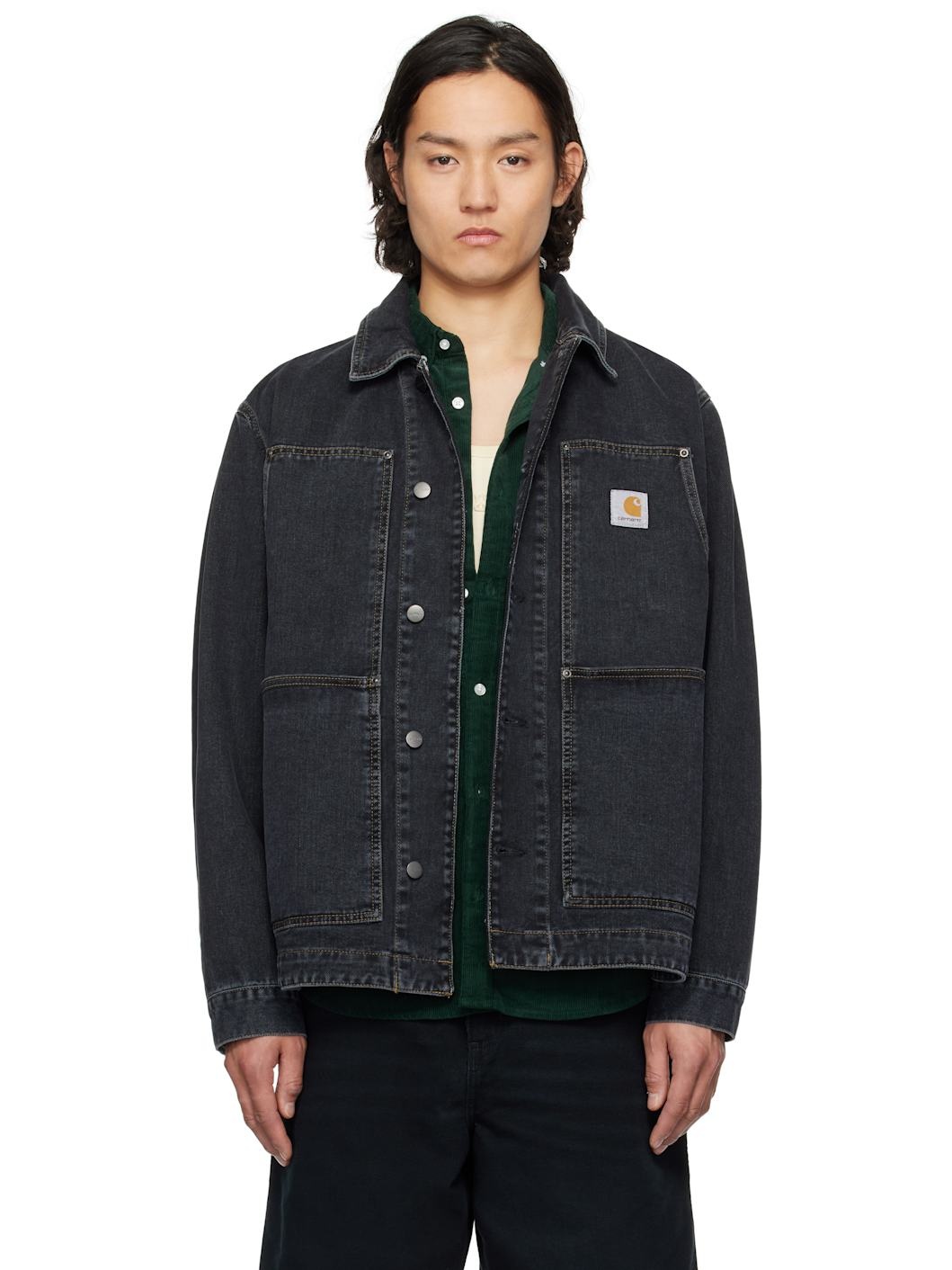 Black OG Double Front Denim Jacket - 1