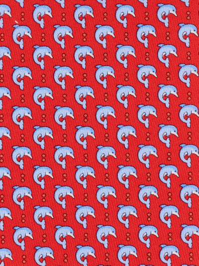FERRAGAMO Dolphin print silk tie outlook