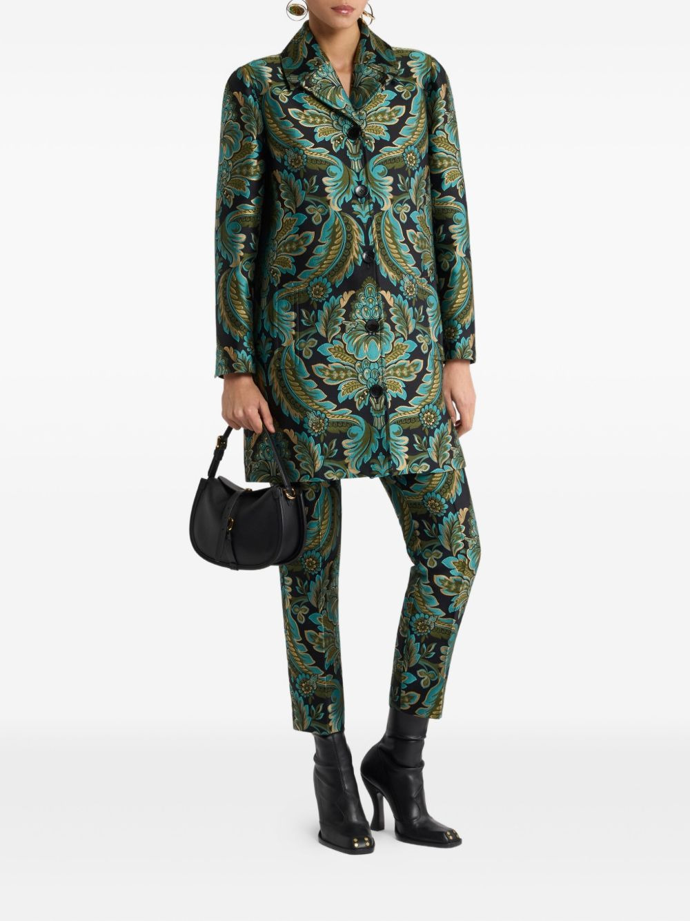 floral-jacquard coat - 2