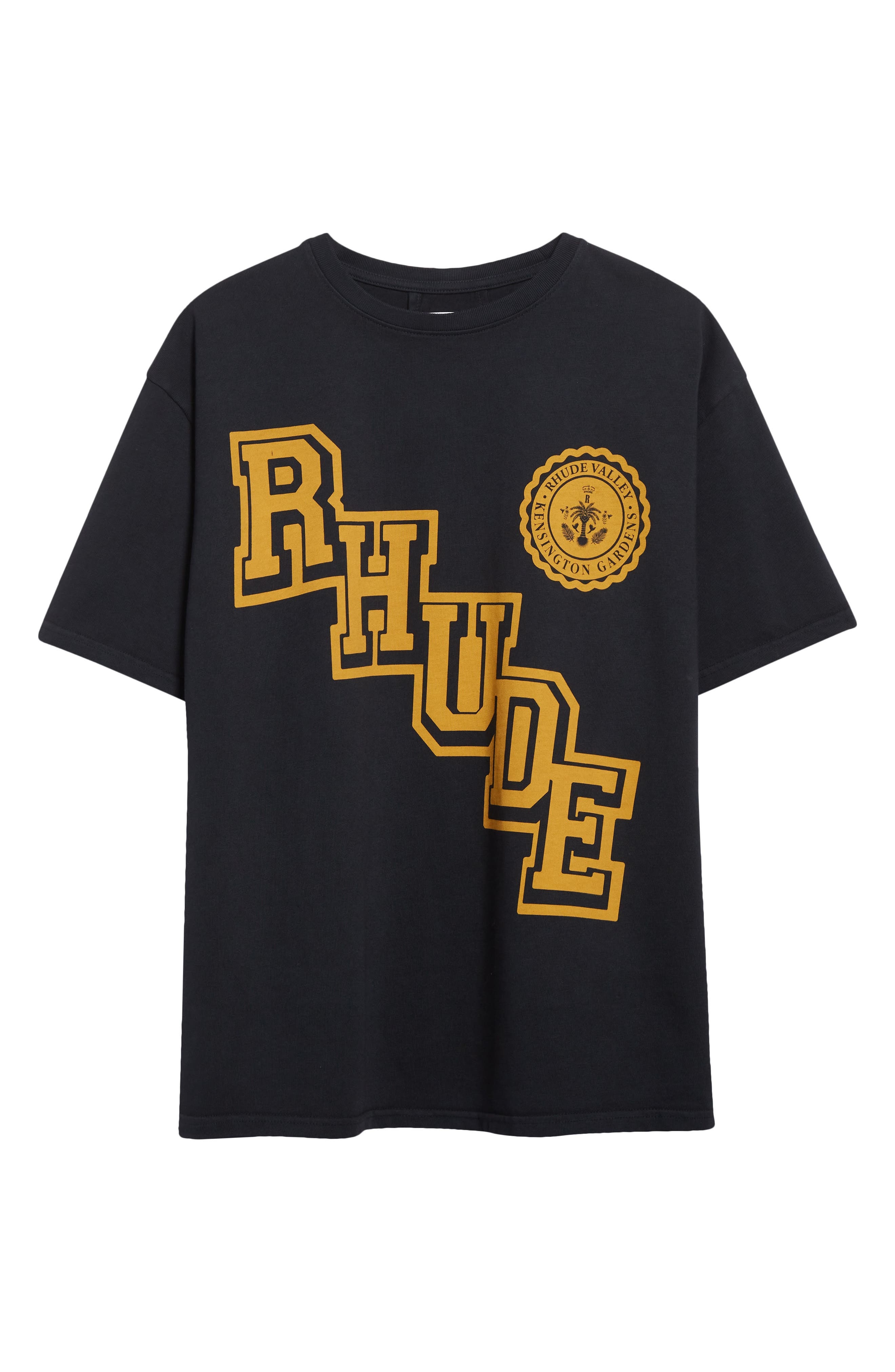 Rhude Collegiate Crest Graphic T-Shirt in Vintage Black /Yellow 0027 at Nordstrom - 5