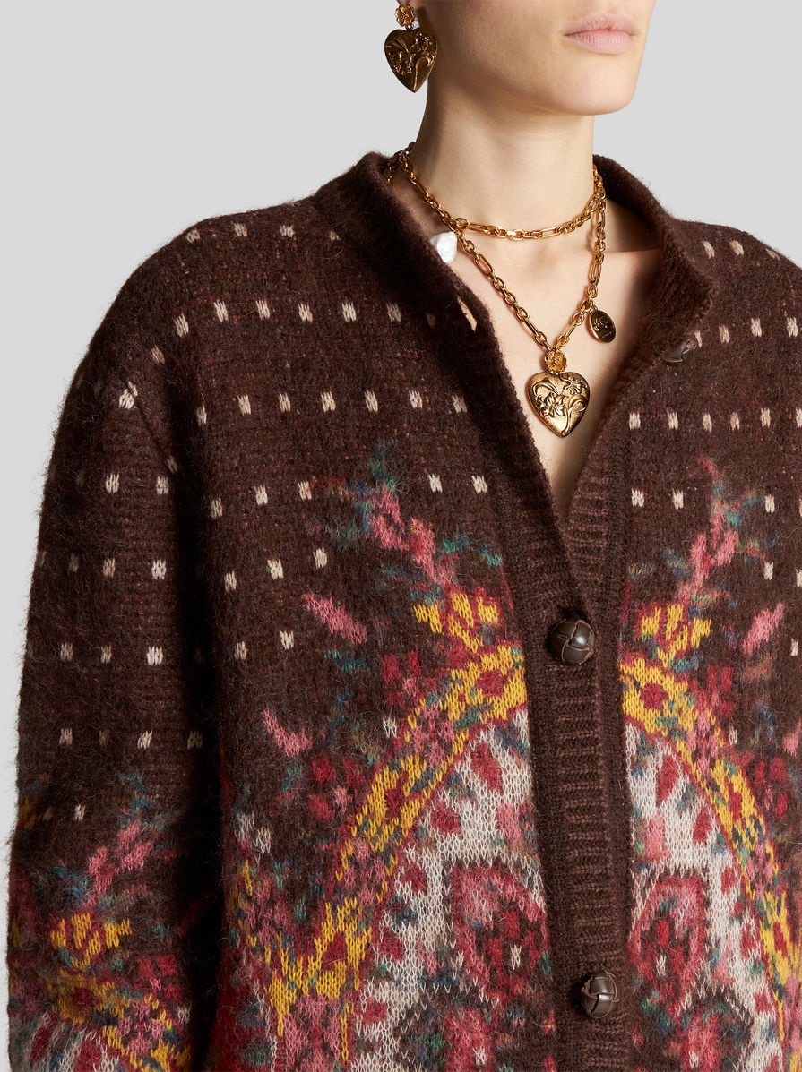 ROUND NECK JACQUARD CARDIGAN - 2