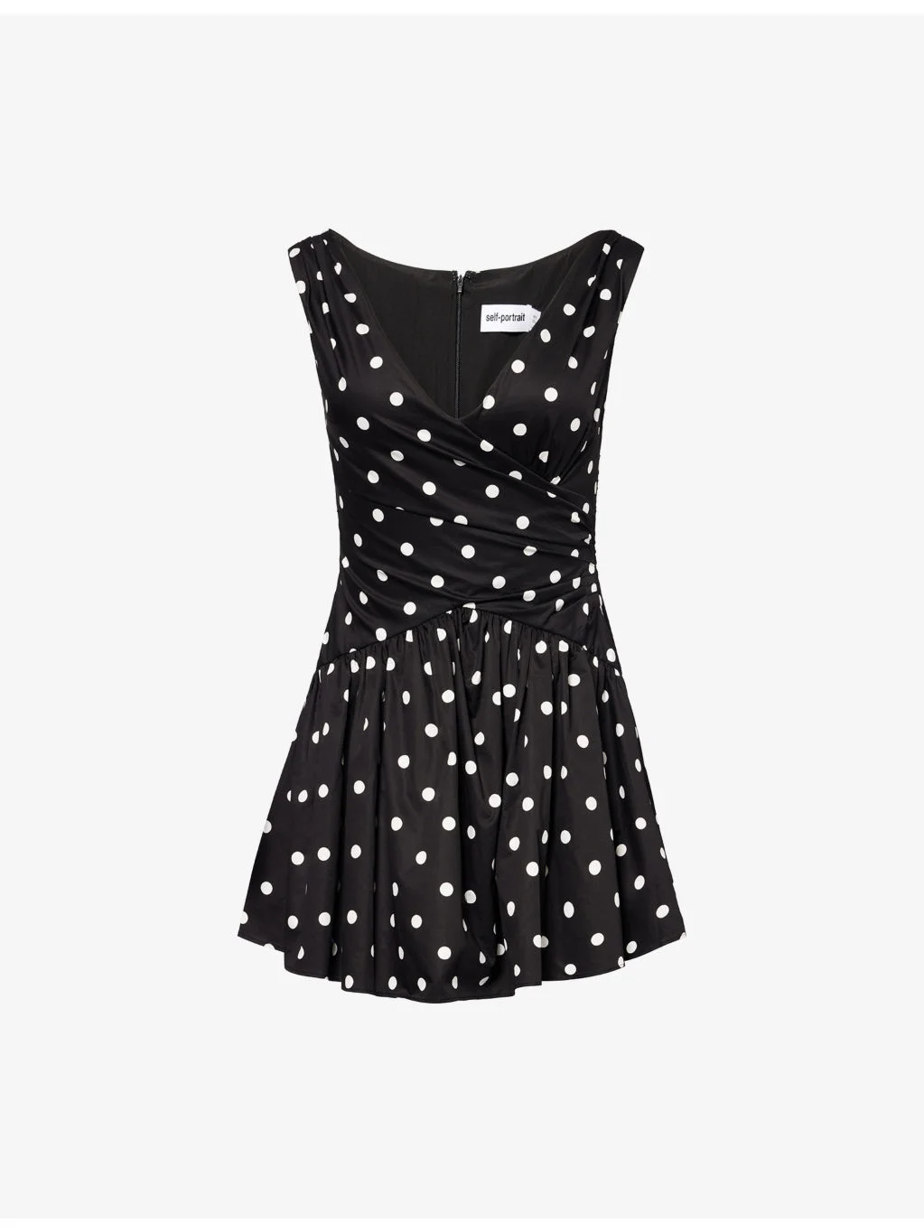 Polka Dot V-Neck Cotton-Blend Mini Dress - 1
