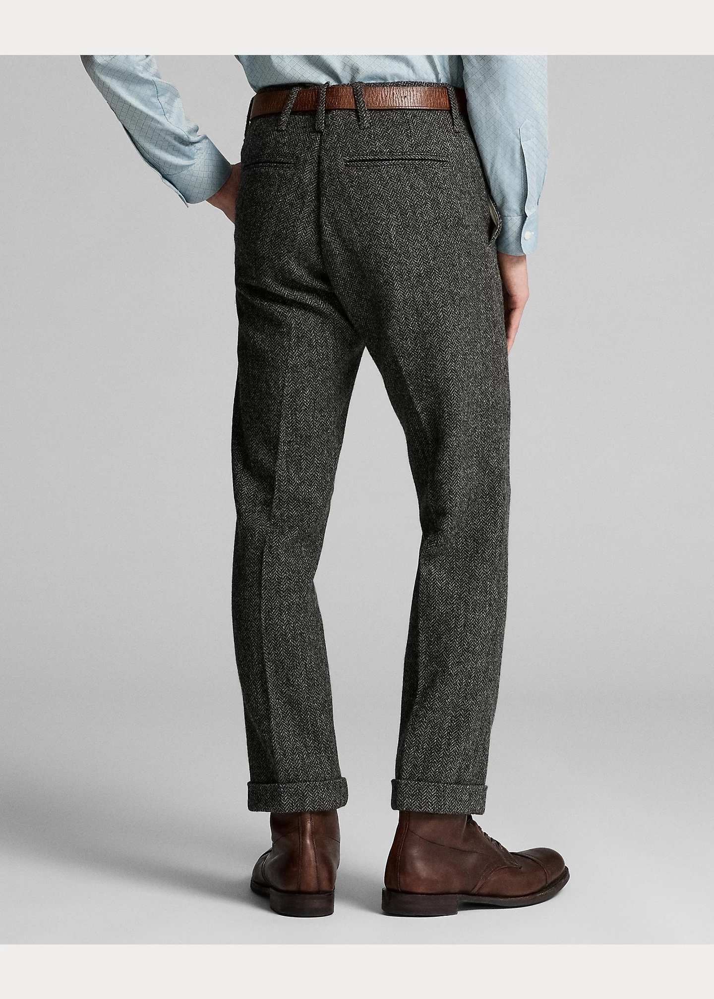 Slim Fit Wool Herringbone Suit Trouser - 4