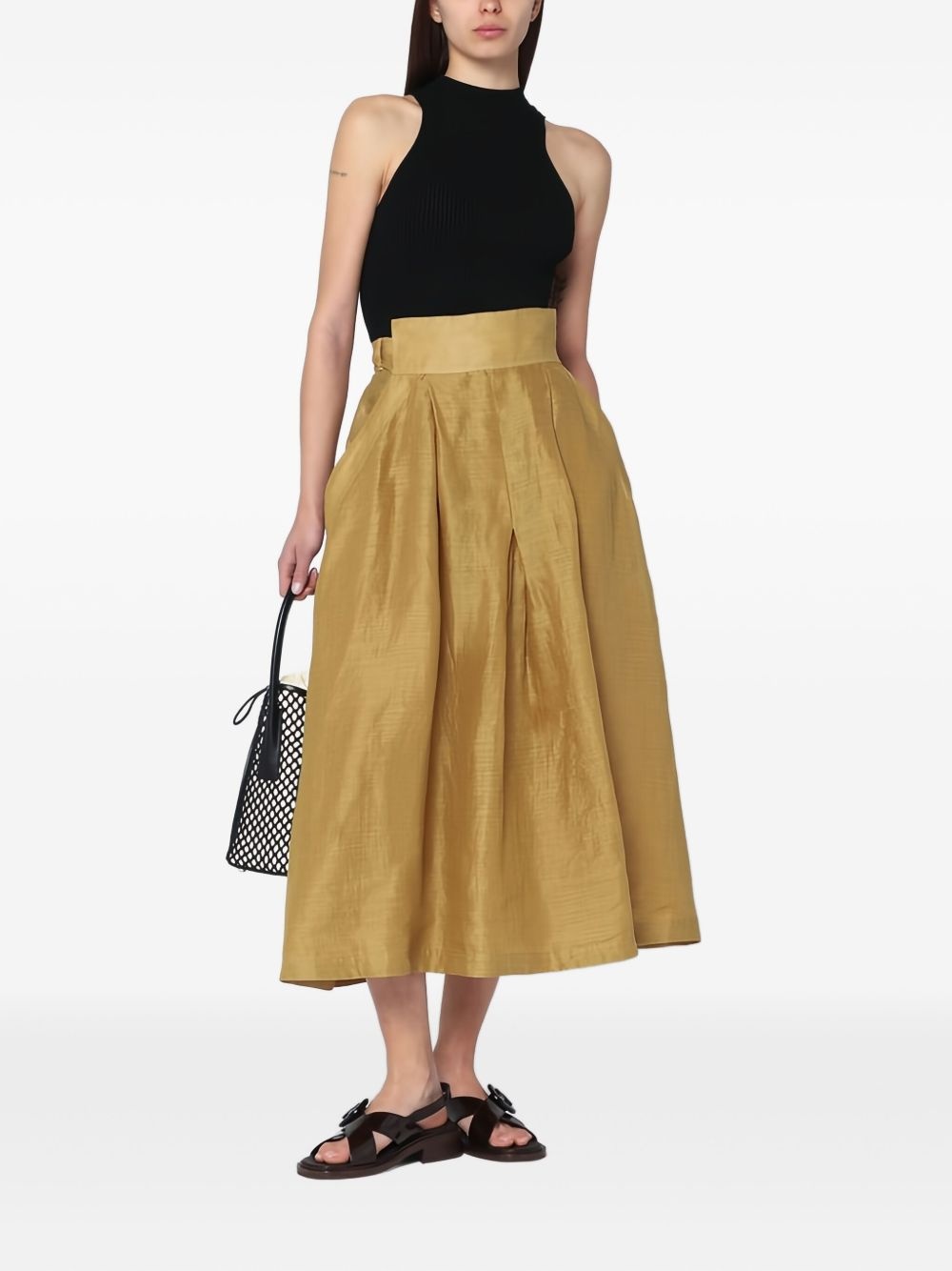 tie-waist pleated midi skirt - 2