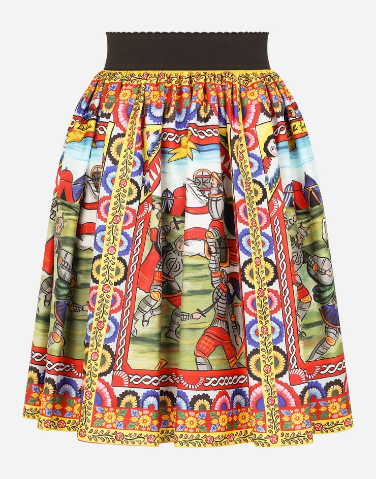 Short Carretto-print twill skirt - 3