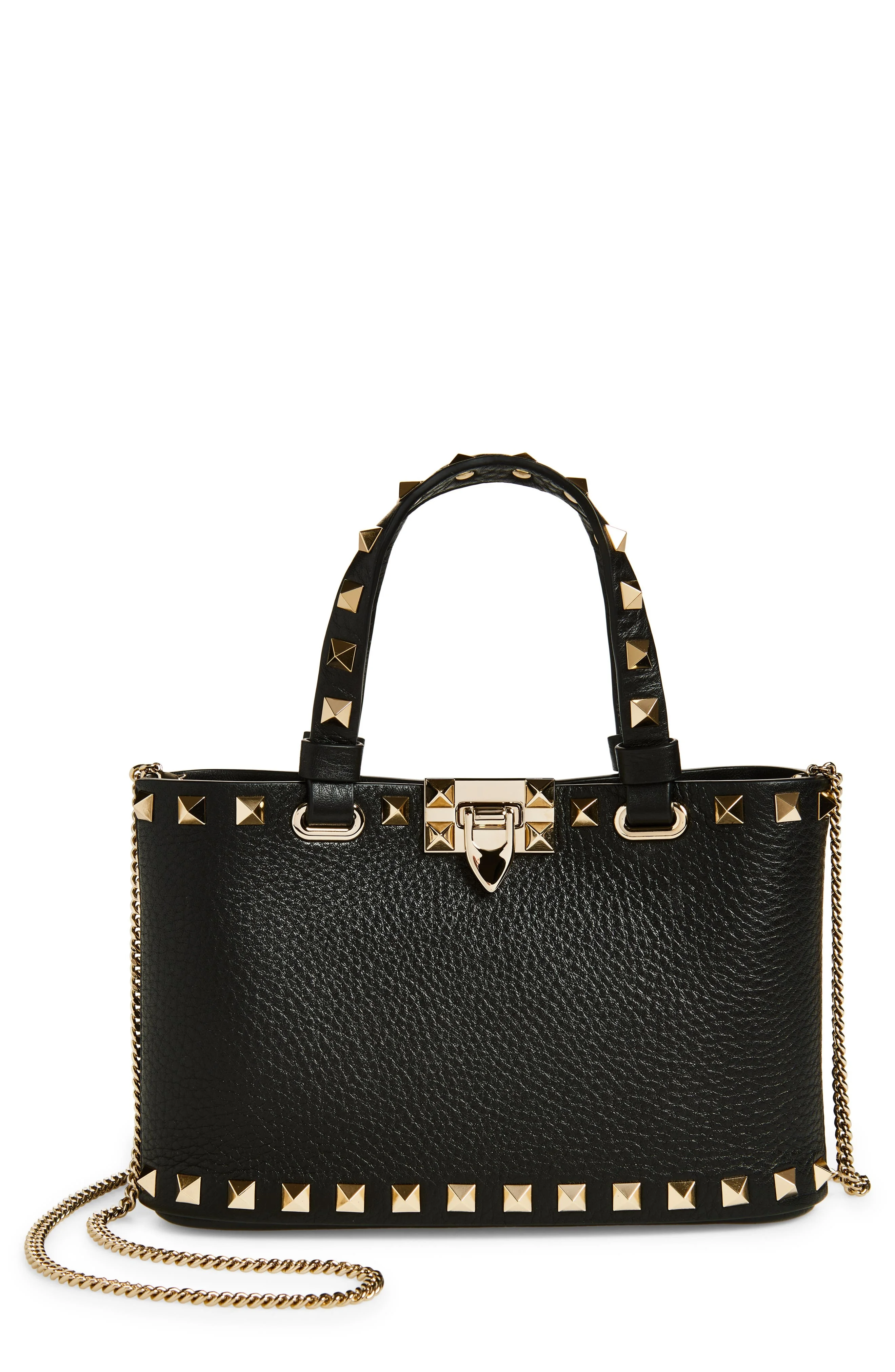Valentino Garavani Mini Rockstud Leather Top Handle Bag in Nero at Nordstrom - 1