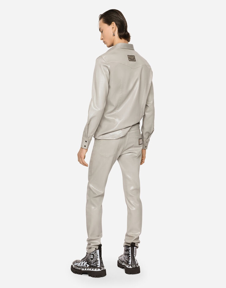 Slim-fit coated gray stretch jeans - 2