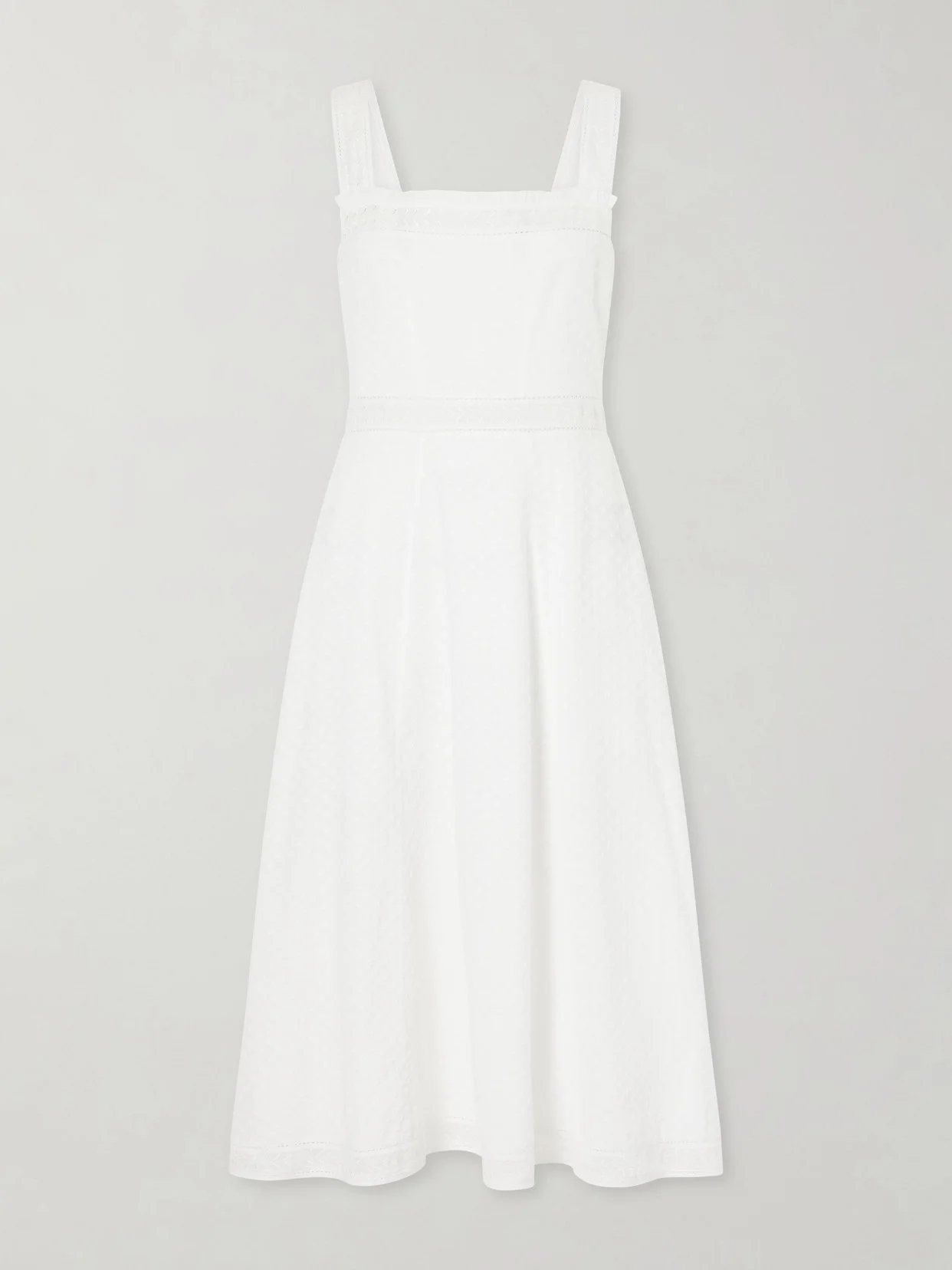 Artemis Pleated Embroidered Cotton-bouclé Dress - 1