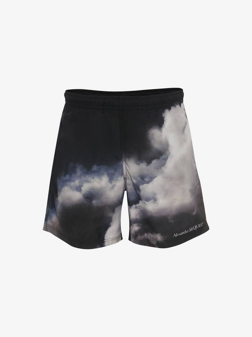 Engineered Storm Sky Print Swim Shorts in Midnight Blue/light Grey - 1