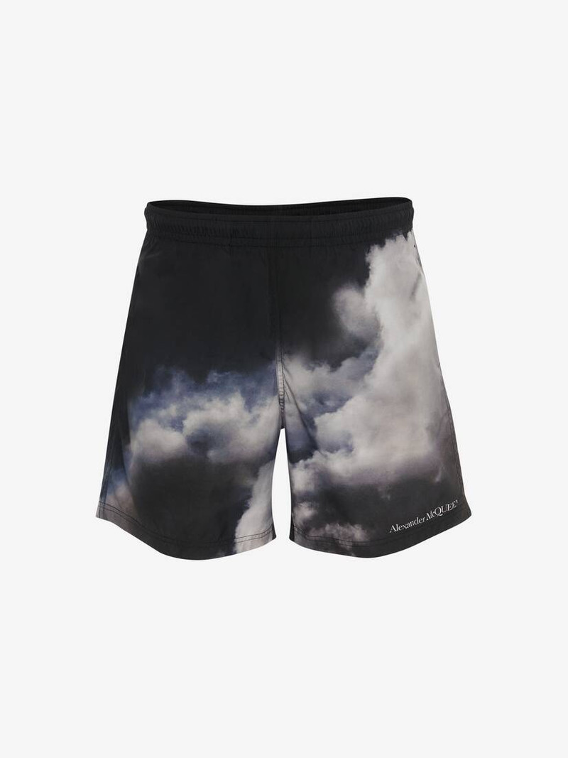 Engineered Storm Sky Print Swim Shorts in Midnight Blue/light Grey 1