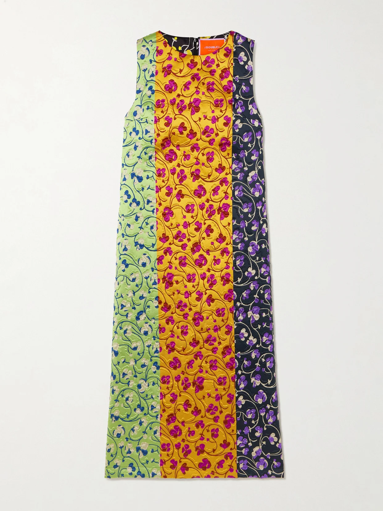 Paneled Embroidered Cloque Maxi Dress - 1