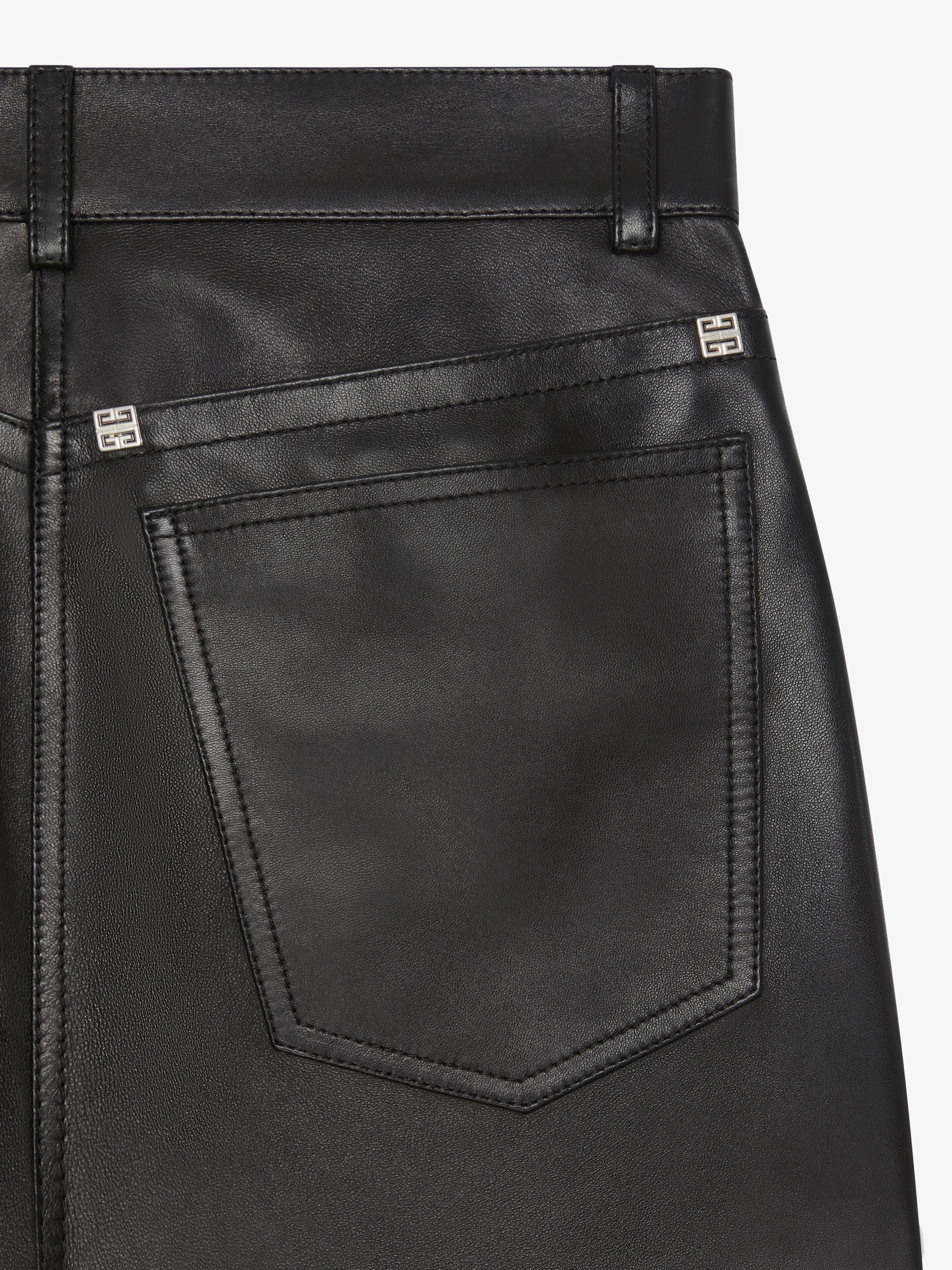 BOOT CUT PANTS IN LEATHER WITH SLITS - 5