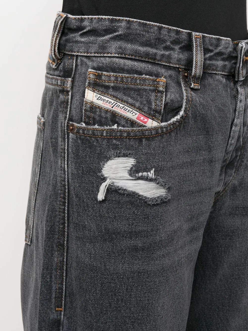 distressed wide-leg jeans - 5