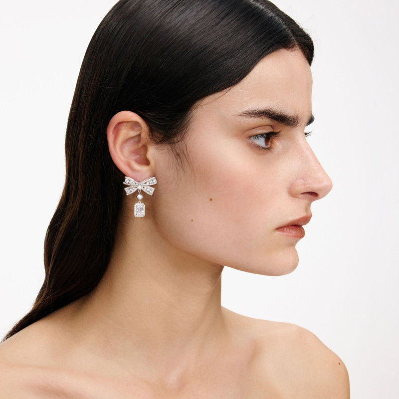 self-portrait Bow Crystal Drop Earrings outlook