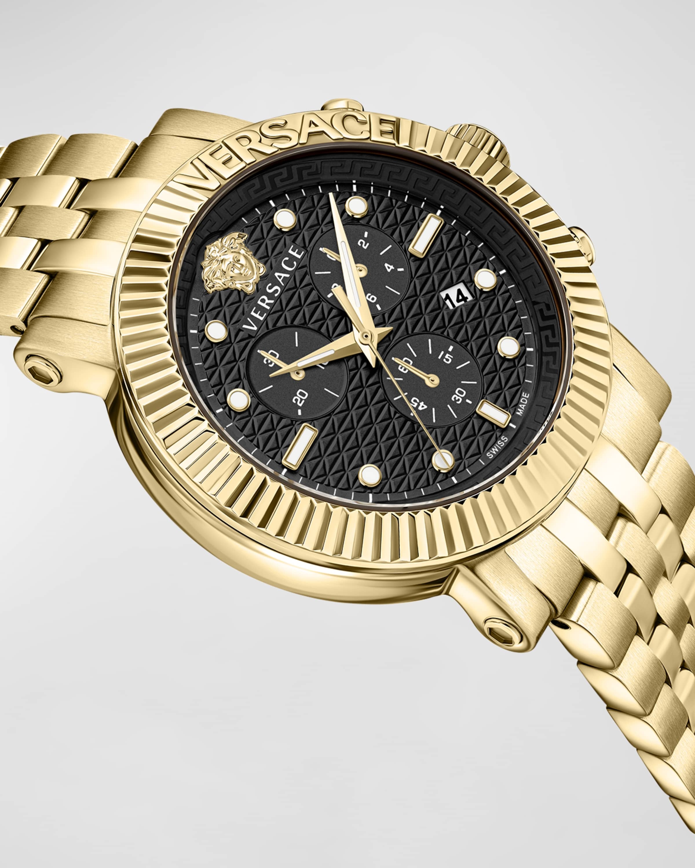 Men's V-Chrono Classic IP Yellow Gold Bracelet Watch, 45mm - 2
