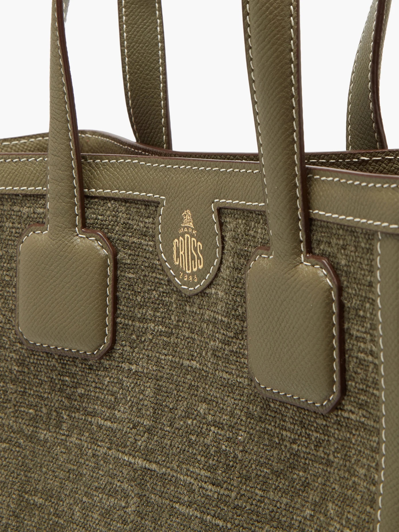 Antibes small leather-trimmed linen tote bag - 6