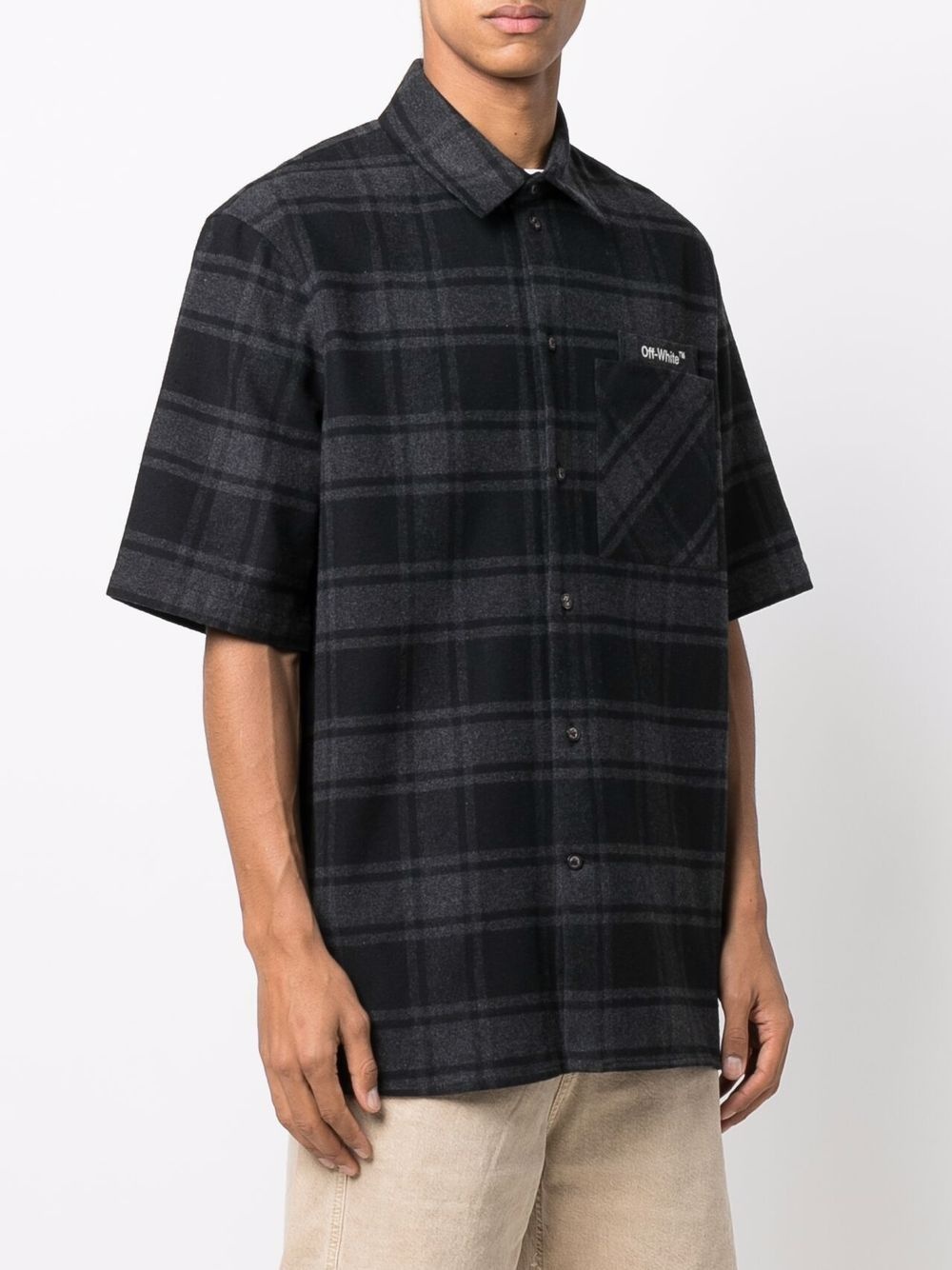 Arrows-motif checked overshirt - 4