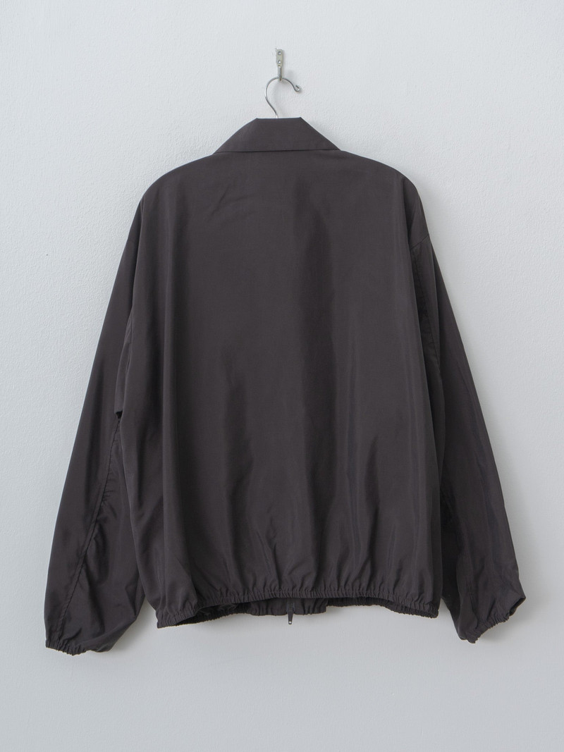 Silk Nylon Collared Zip Jacket - Charcoal Brown 8