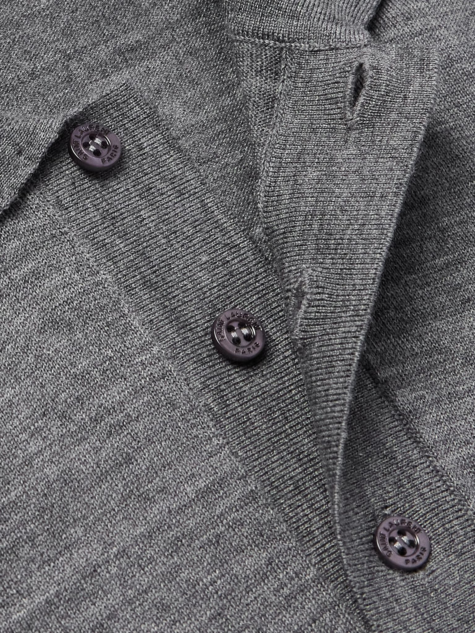 Cassandre Logo-Embroidered Wool Polo Shirt Gray - 5