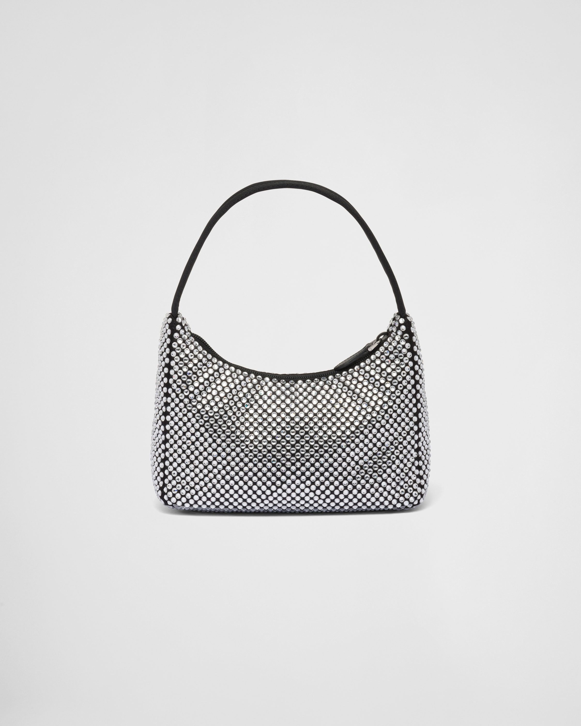 Prada Re-Edition 2000 Crystal Mini Bag Black in SATIN/SYNTHETIC