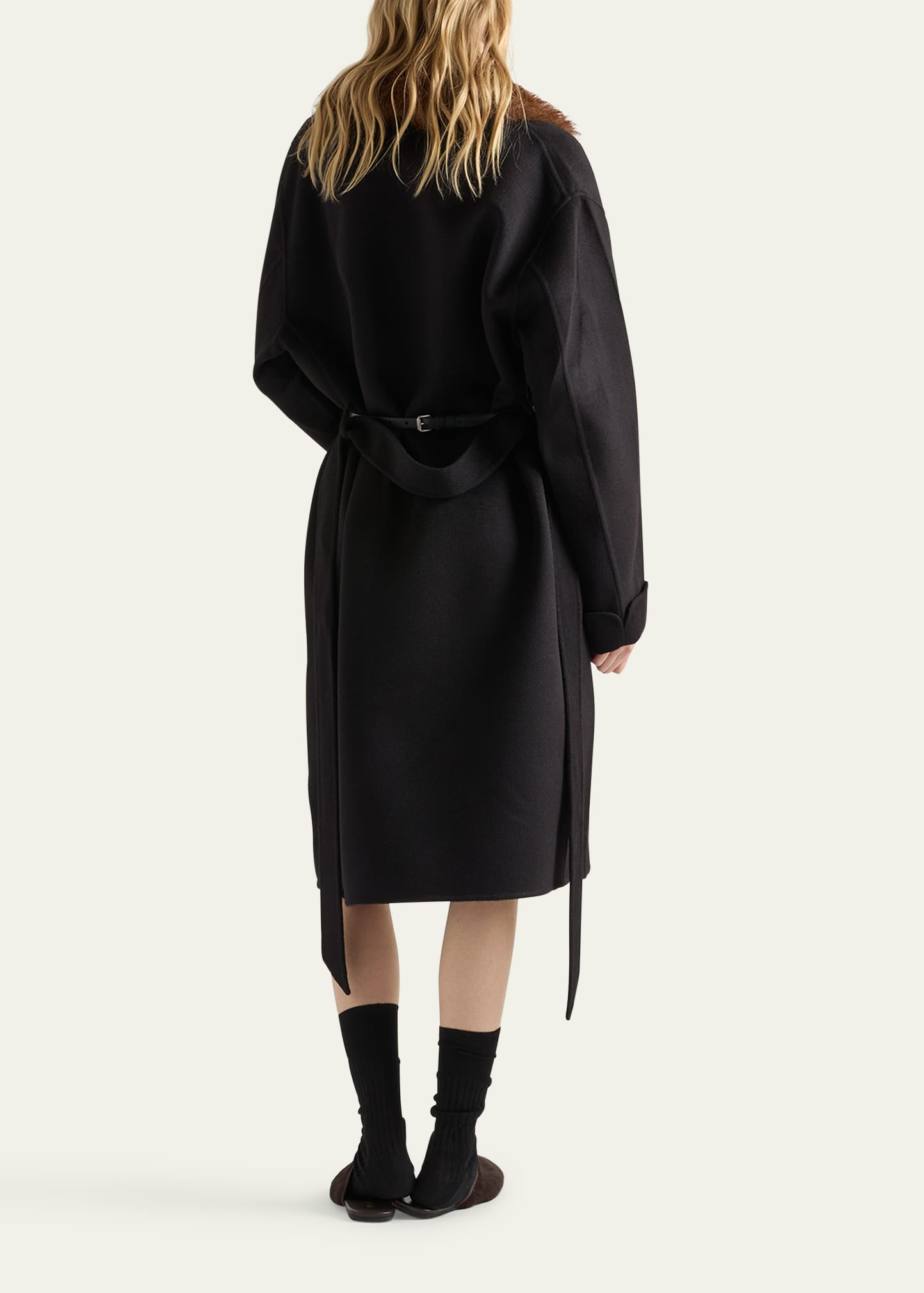 Cashmere Long Wrap Coat - 3
