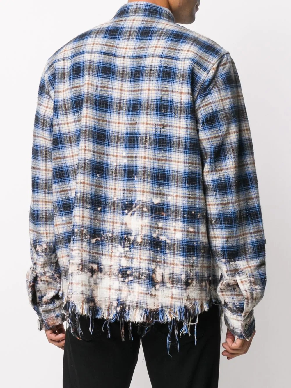 frayed detail checked shirt - 4