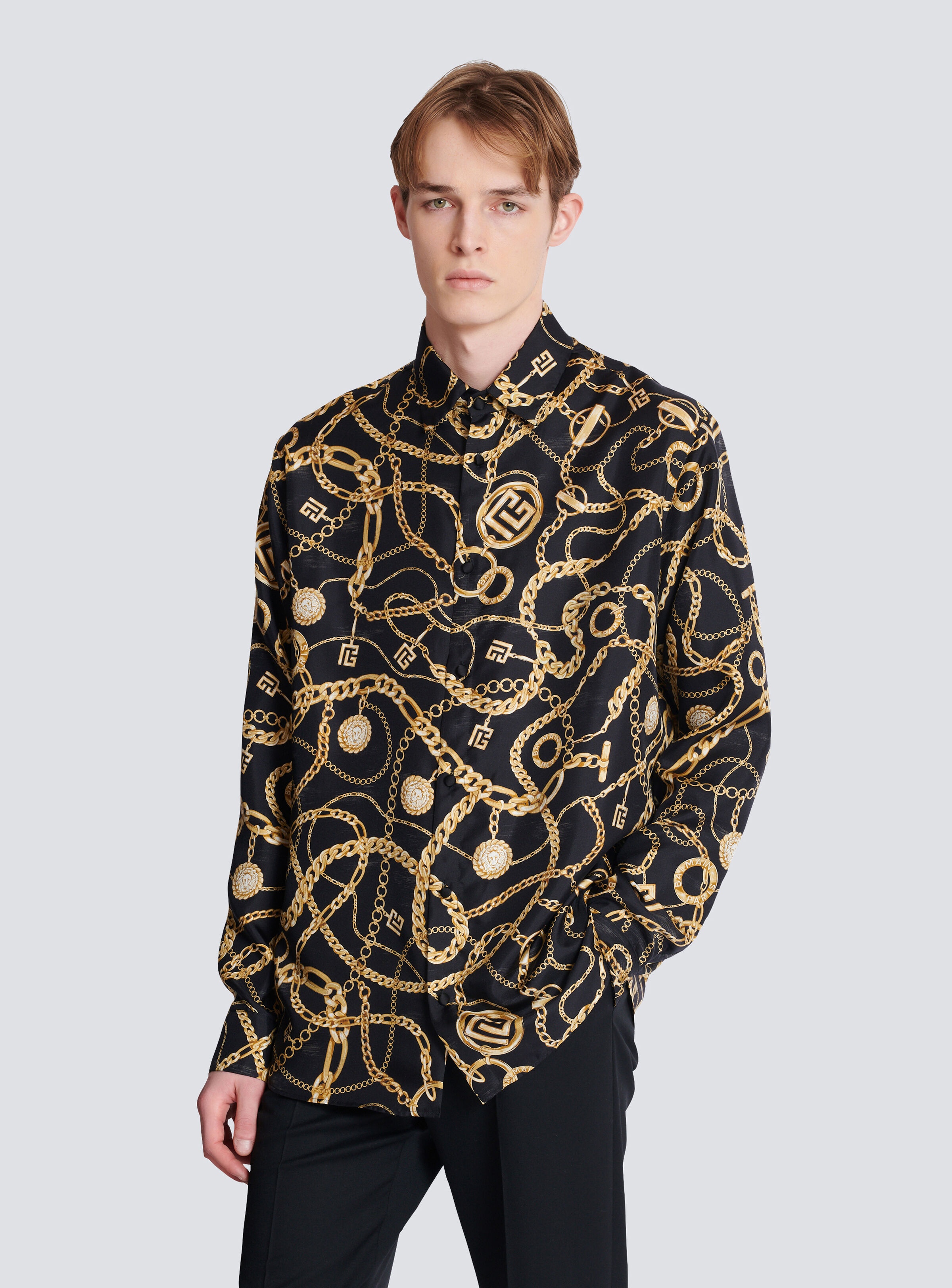 Printed silk shirt with Chaînes pattern - 6