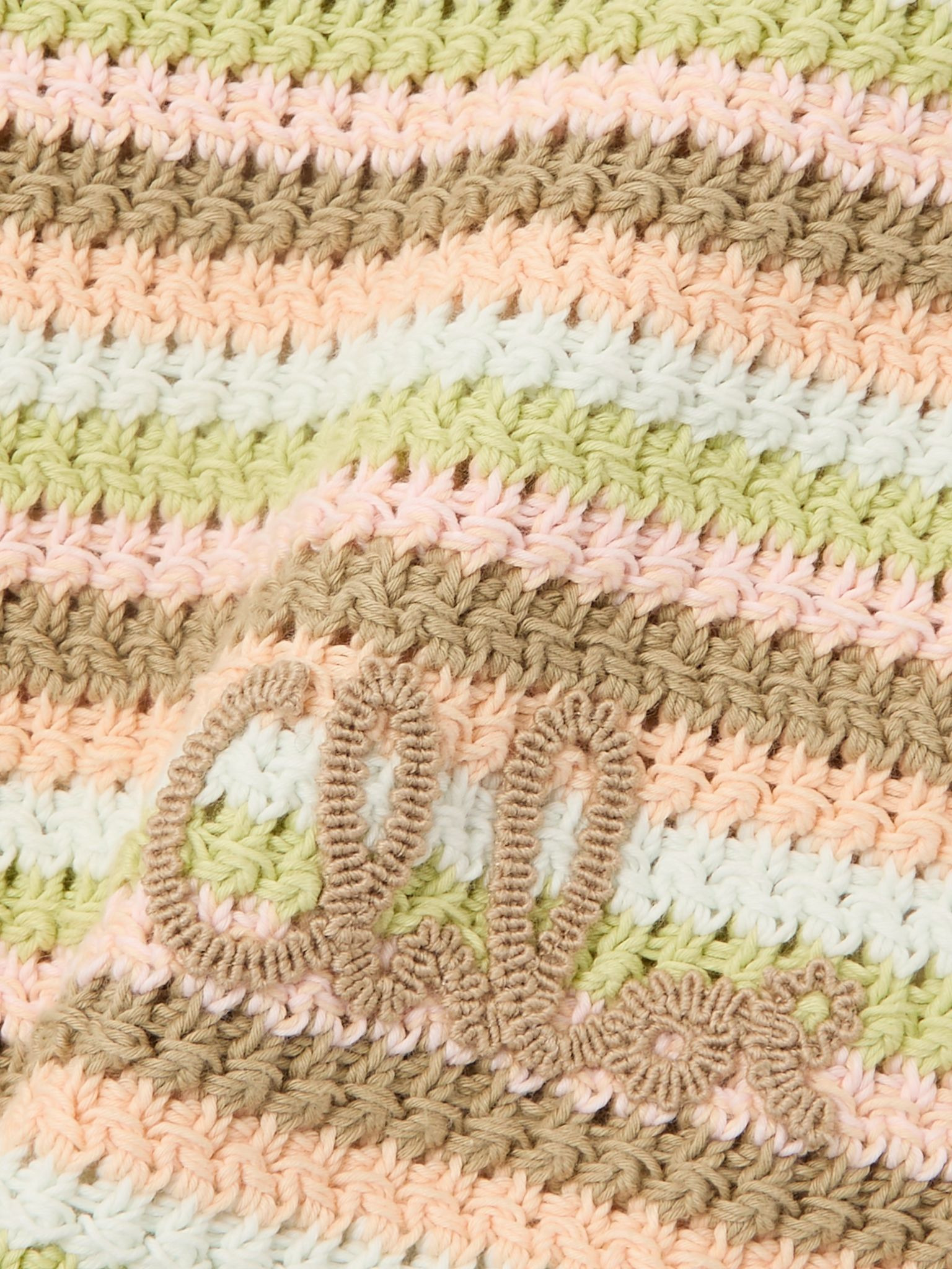 Embroidered striped crocheted cotton shorts Neutral - 4