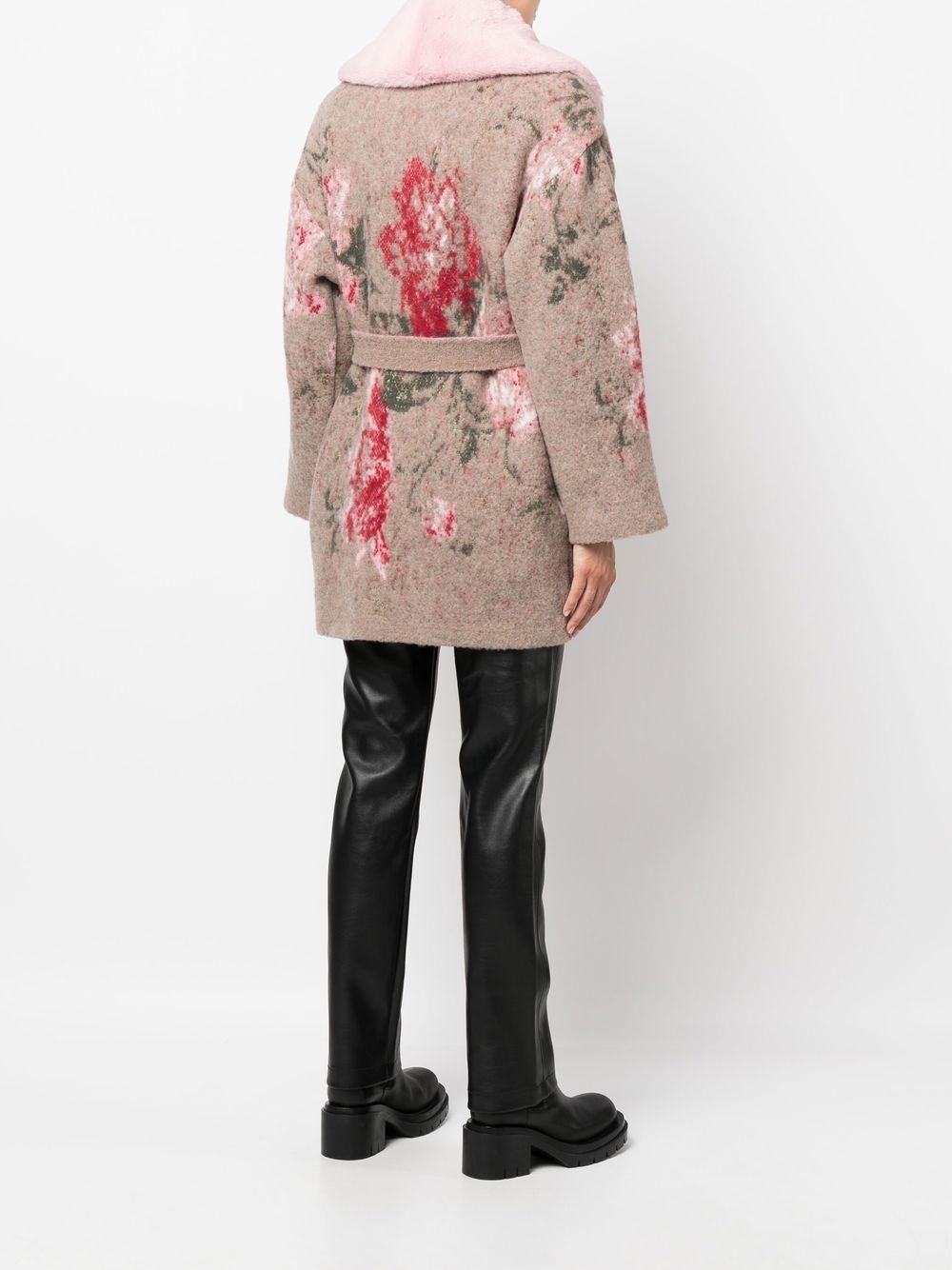 floral-print belted coat - 4