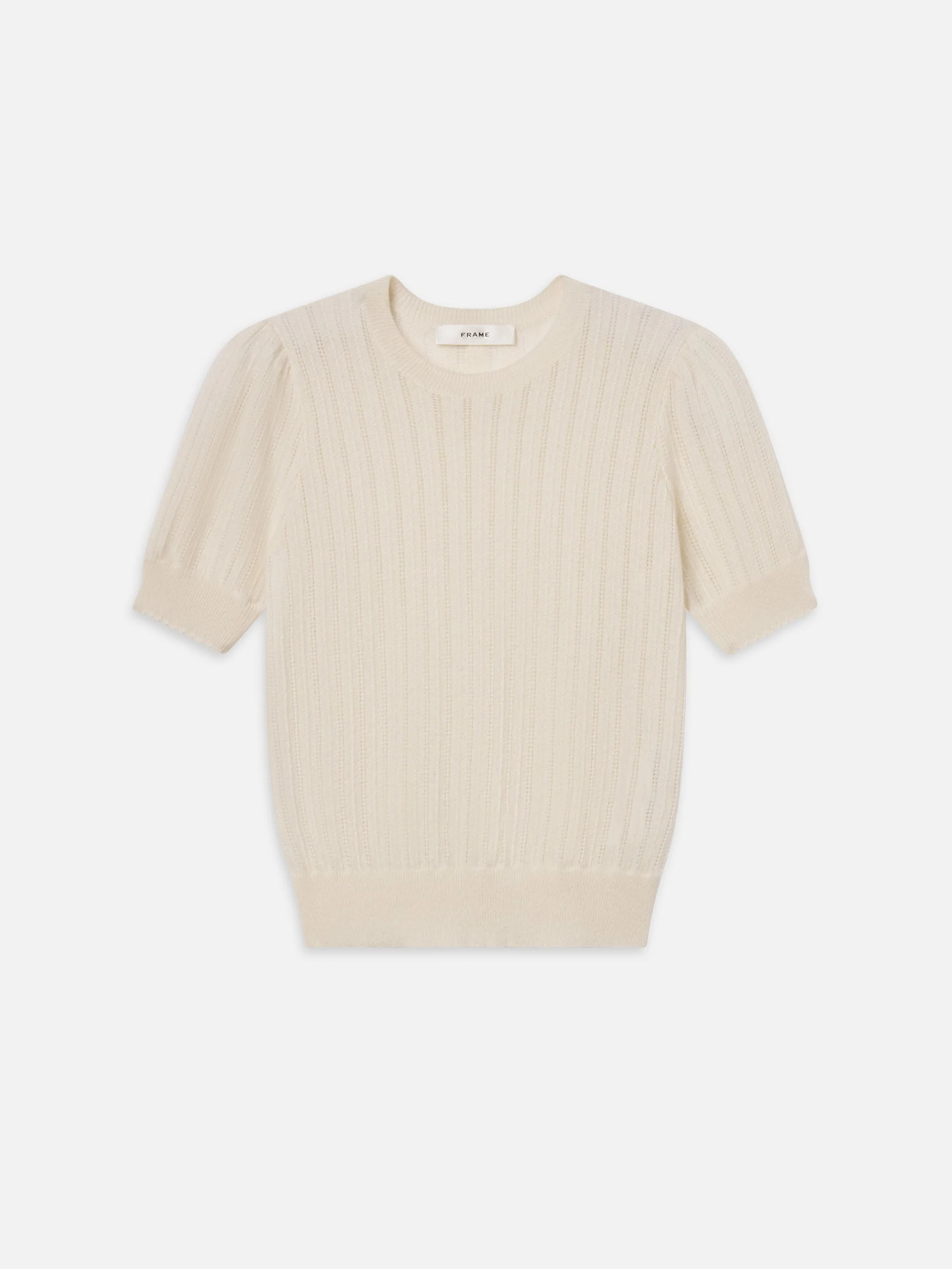The Ladder Pointelle Sweater in Cream - 1