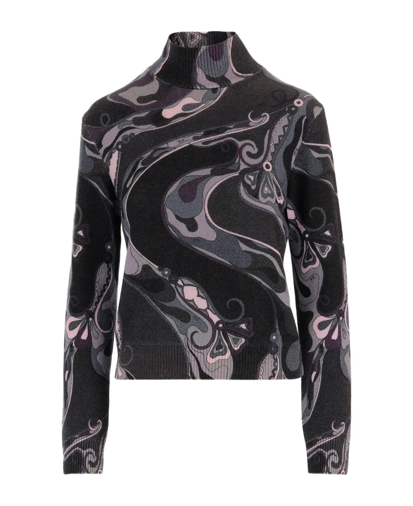 Orchid Print Wool Sweater - 1