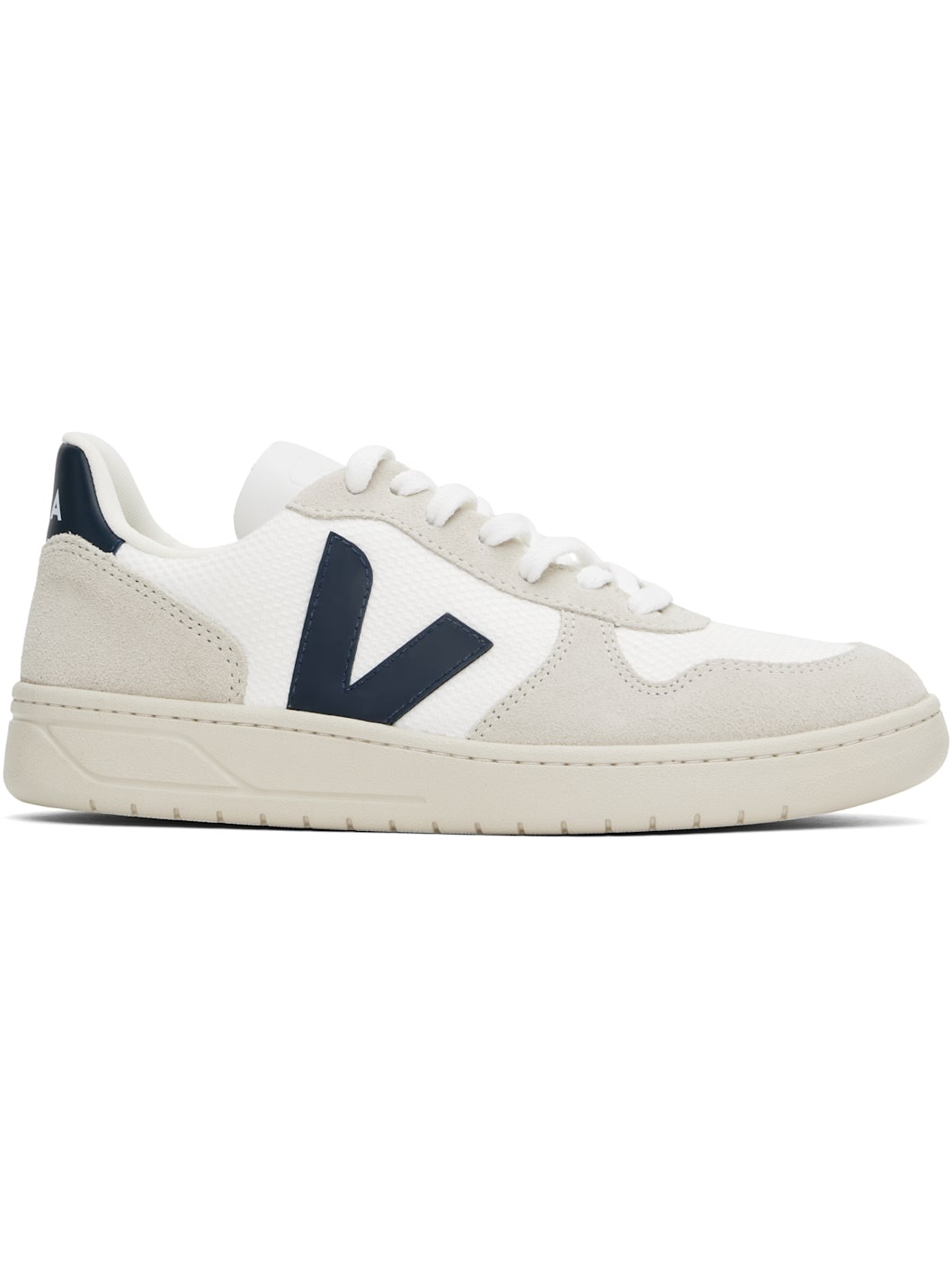 White & Navy V-10 B-Mesh Low Top Sneakers - 1