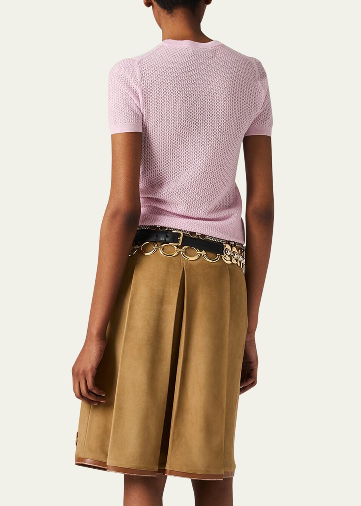 Cashmere Lacy Short-Sleeve Sweater - 3