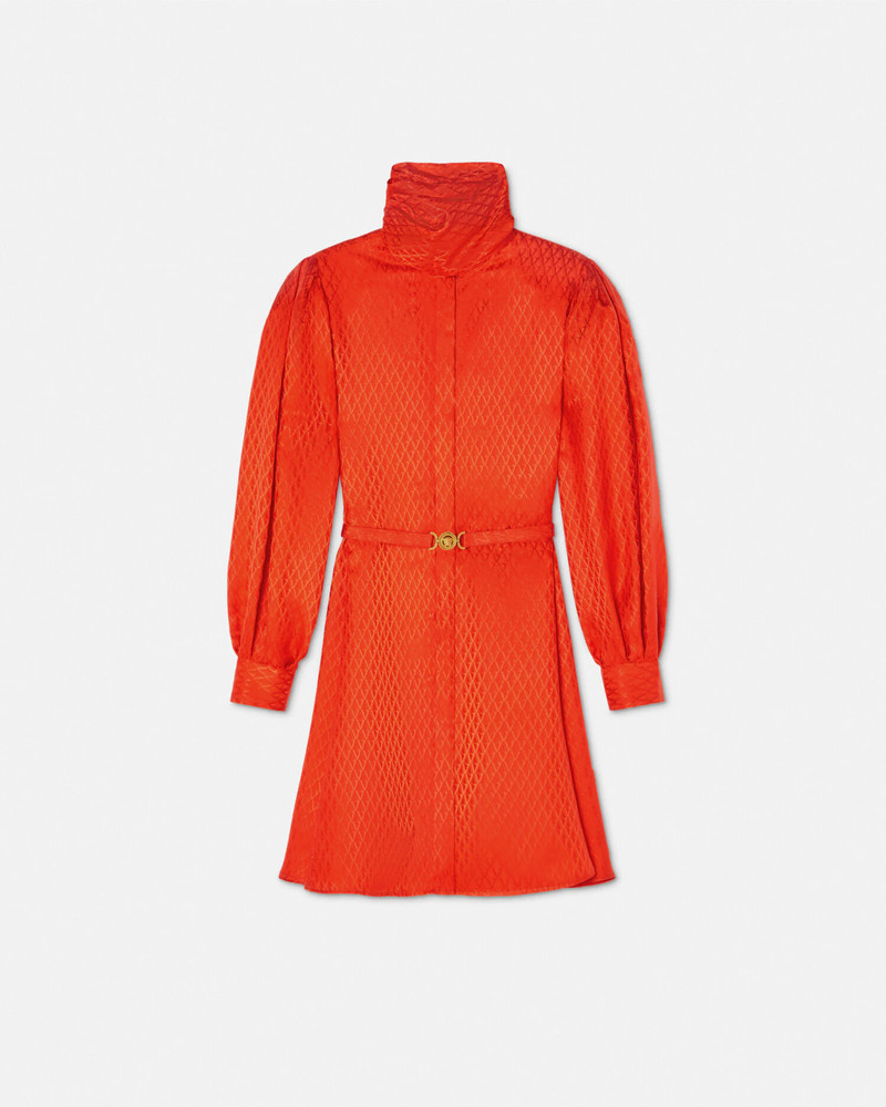 V Allover Jacquard Silk Lavallière Mini Dress 1