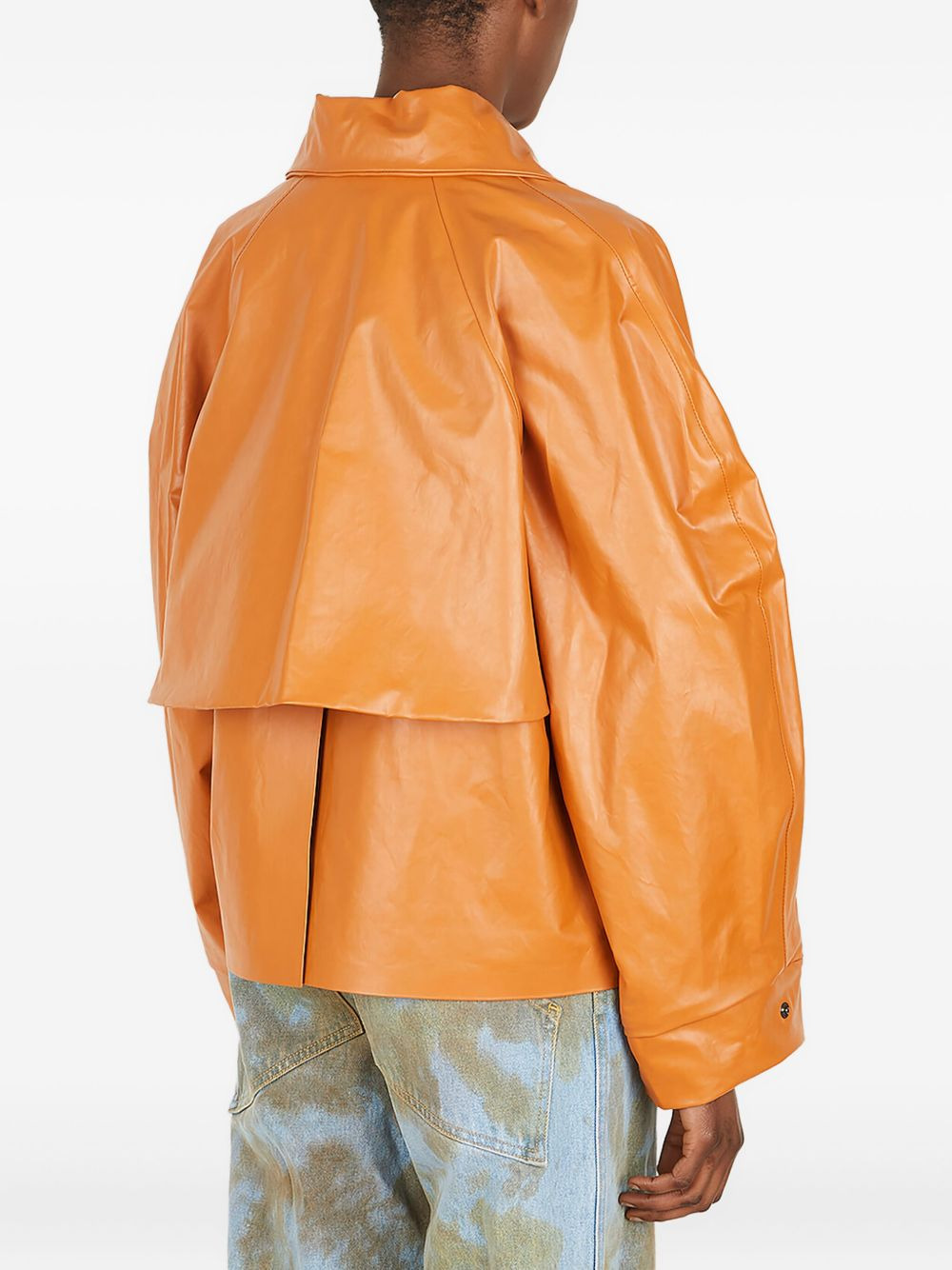 layered leather trench coat - 4