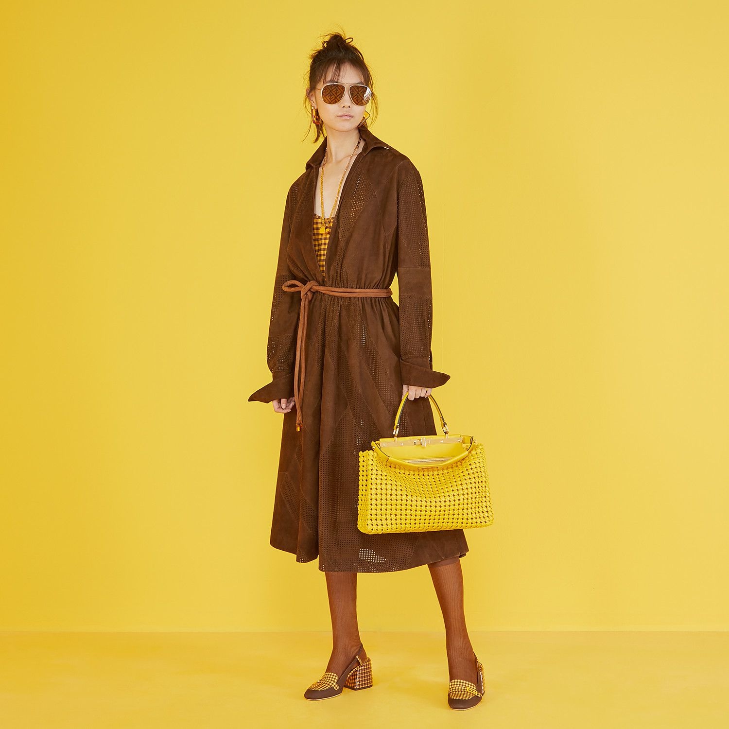 Brown suede dress - 4