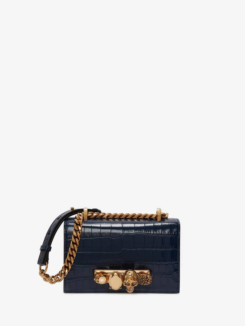 Mini Jewelled Satchel in Navy - 1