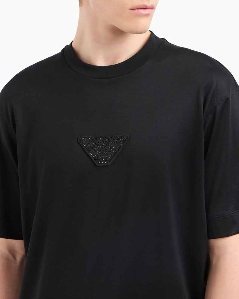 ASV CLUBWEAR T-SHIRT IN A LYOCELL BLEND JERSEY WITH AN EAGLE PATCH AND RHINESTONES 5