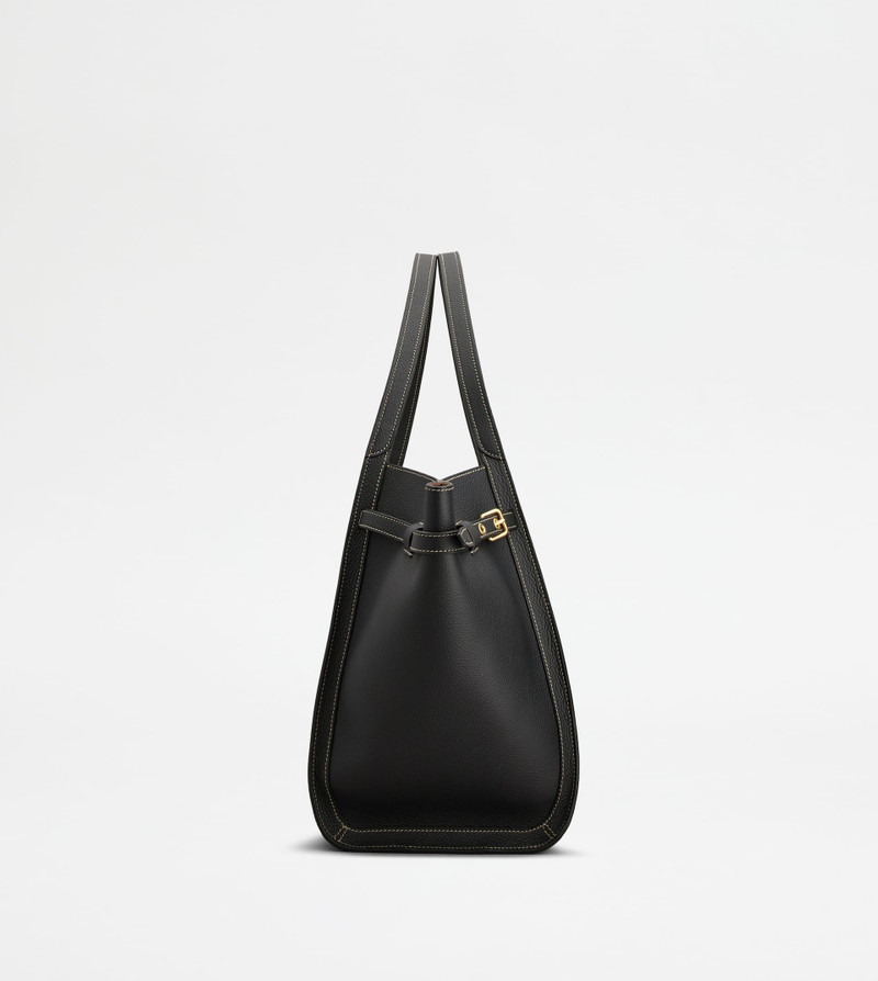 Tod's SHOPPING BAG IN LEATHER MEDIUM - BLACK outlook