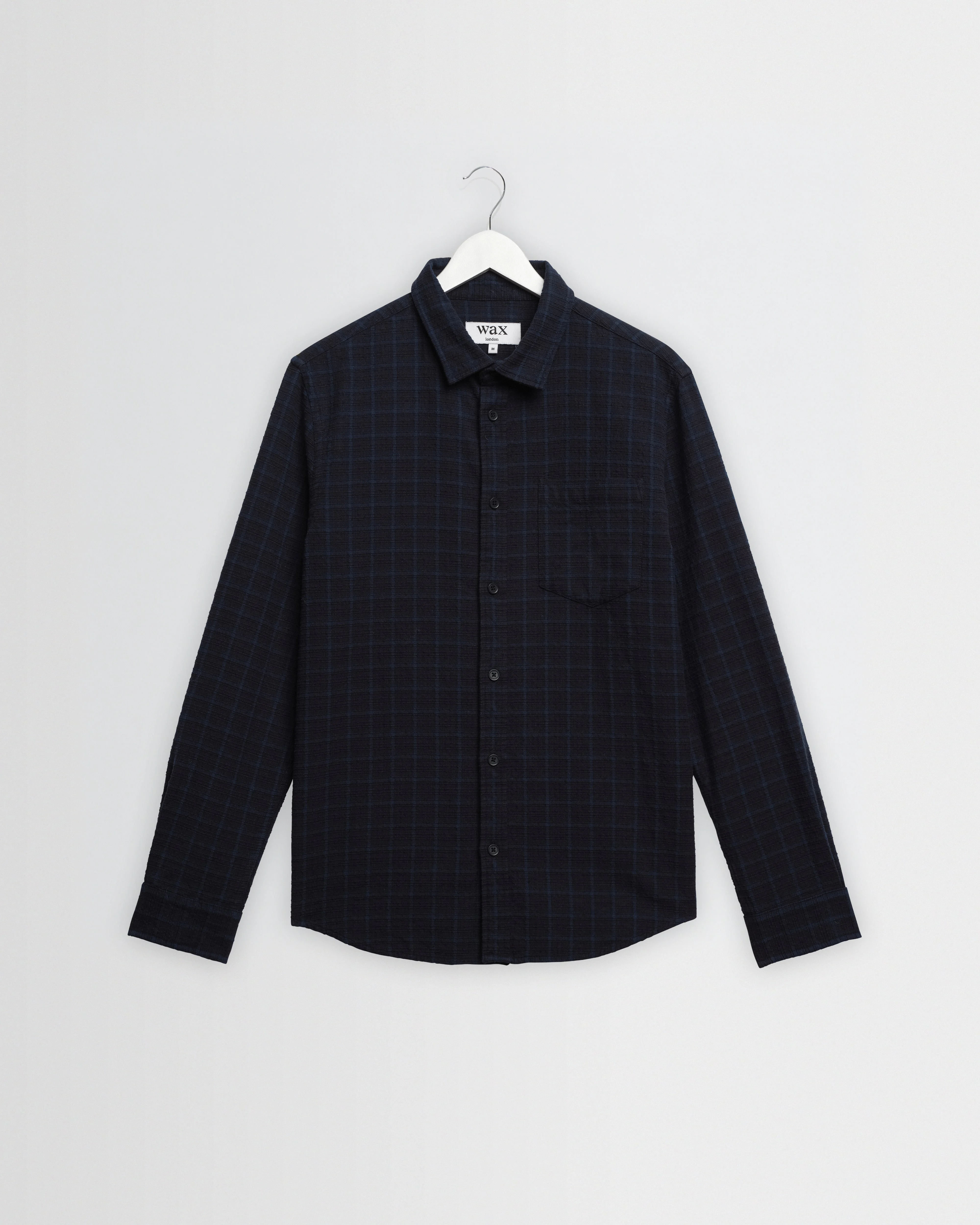 Shelly - Navy And Black Check Dobby Cotton Shirt - 1